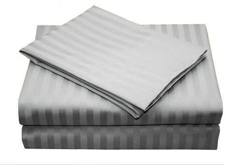 100% Cotton Queen Size Sheet Set - 400 Thread Count Sateen Sheets in Light Grey | Long Staple Cotton, Silky Soft & Deep Pocket Fitted Sheet for Luxury Bedroom Comfort