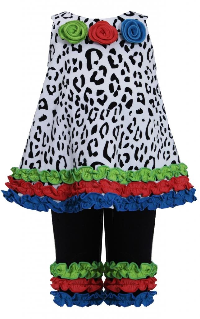 Bonnie Jean Baby Girls 3M-24M Black & White Animal Print Knit Trapeze Dress with Leggings Set - Cute Outfit for Playdates, Parties & Photo Shoots