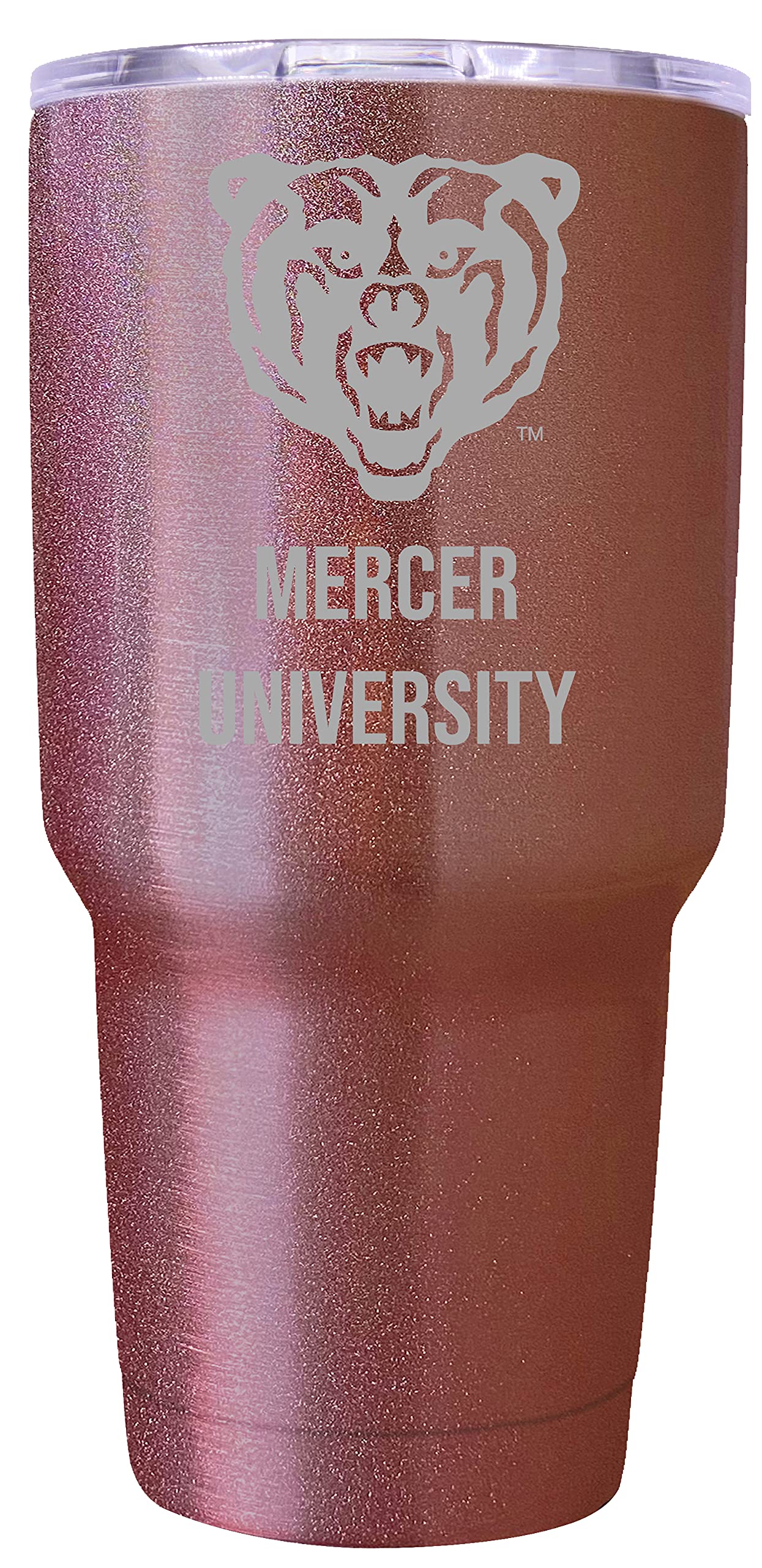 Mercer University 24 oz Insulated Stainless Steel Tumbler with Rose Gold Etching - Double Wall Vacuum Cup for Hot & Cold Drinks - Perfect for College Students, Office, Travel & Outdoor Activities