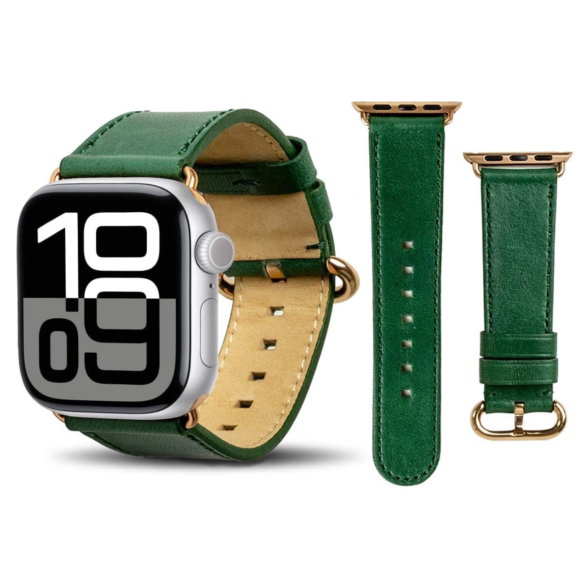 Premium Italian Full-Grain Leather Band for Apple Watch 38mm/40mm/41mm - Compatible with Series 10/9/8/7/6/SE/5/4 - Stylish Replacement Strap for Men & Women - Perfect for Work, Gym & Everyday Wear