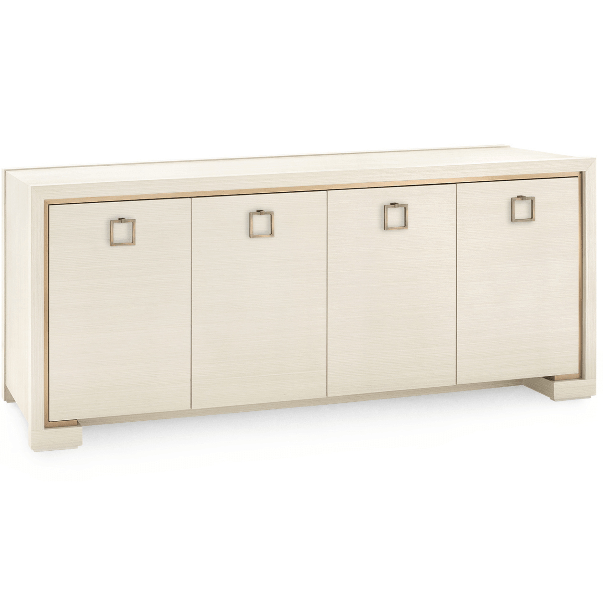 Blake Four Door Cabinet in Blanched Oak - Customizable Pull Options for Living Room, Bedroom & Office Storage