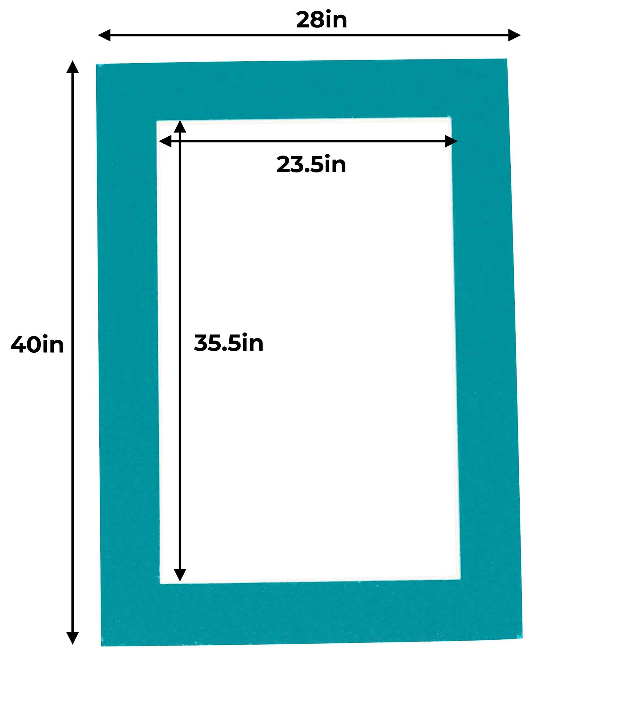 24x36 Acid-Free Teal Blue Precut Mat Board for 28x40 Frame - Premium Photo Mat for Family Pictures, Artwork & Framing - Perfect for Home Decor, Galleries & Gift Presentations (Pack of 1)