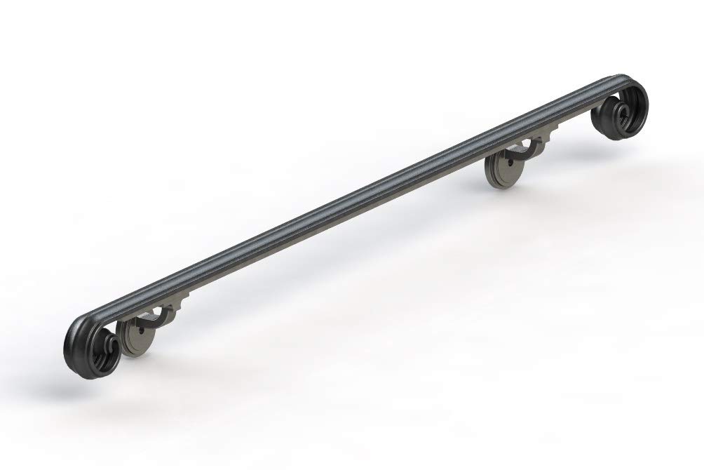 4' Scroll Wrought Iron Handrail - Elegant Staircase Railing for Indoor/Outdoor Home Safety & Decoration | Perfect for Porch, Deck, Balcony & Stairway