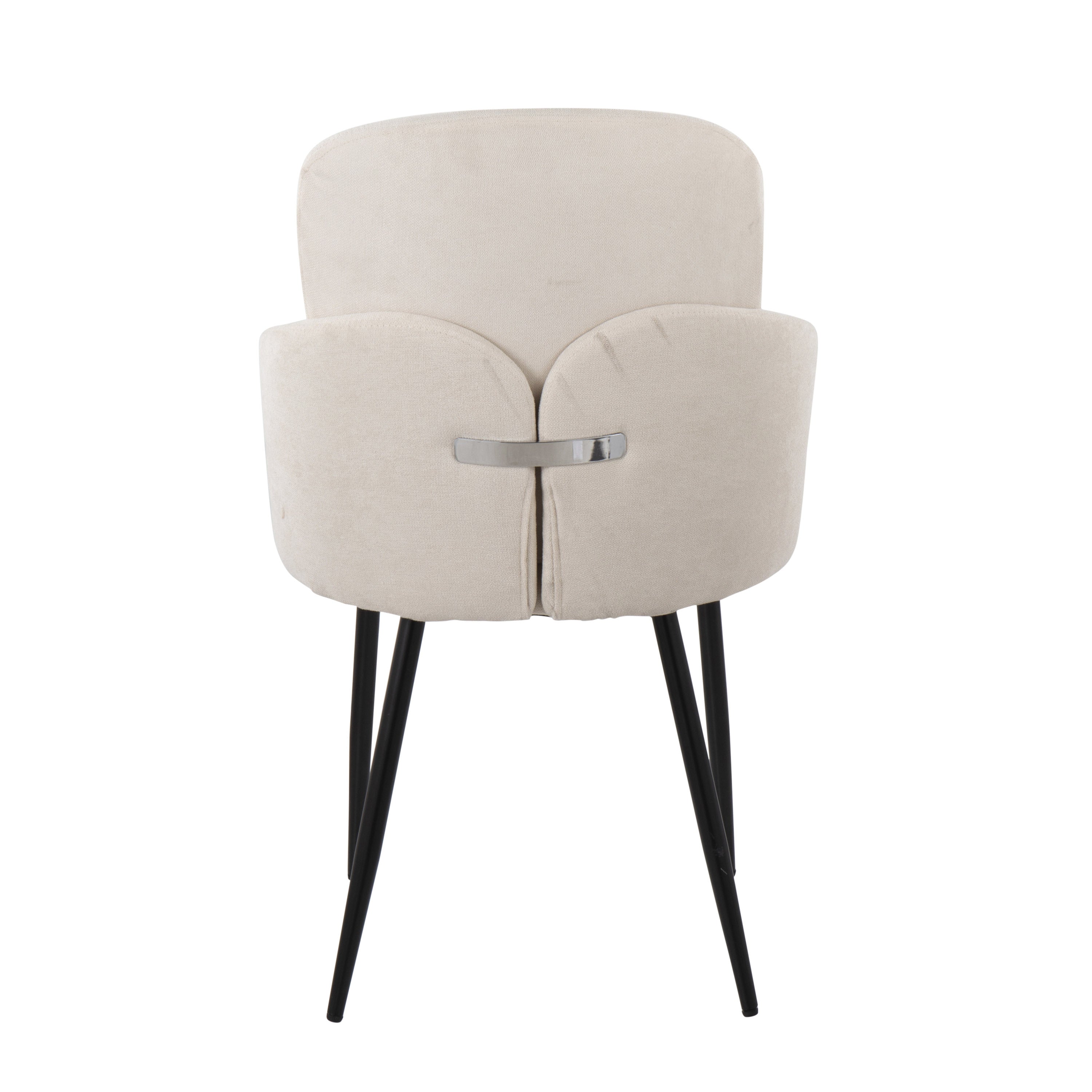 LumiSource Dahlia Modern Dining Chairs - Set of 2, Black Metal Frame with Cream Fabric Upholstery & Chrome Accents | Perfect for Kitchen, Dining Room, Breakfast Nook & Small Space Decor