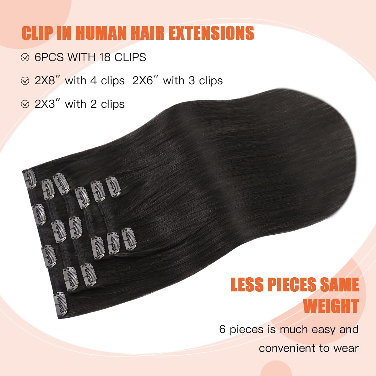 Dark Brown Clip in Hair Extensions 18