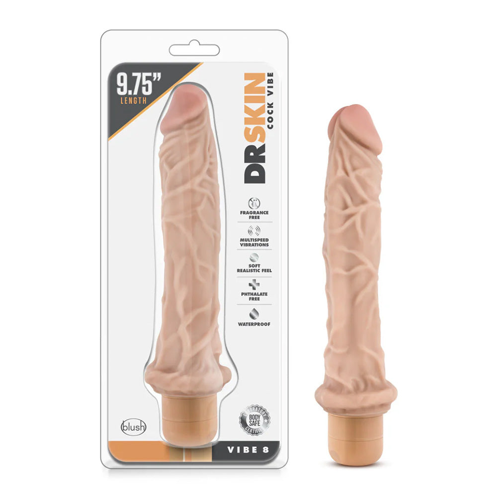 Realistic 9.75 Inch Vibrating Dildo - Dr. Skin Cock Vibe with 8 Powerful Modes | Perfect for Couples Play & Solo Pleasure