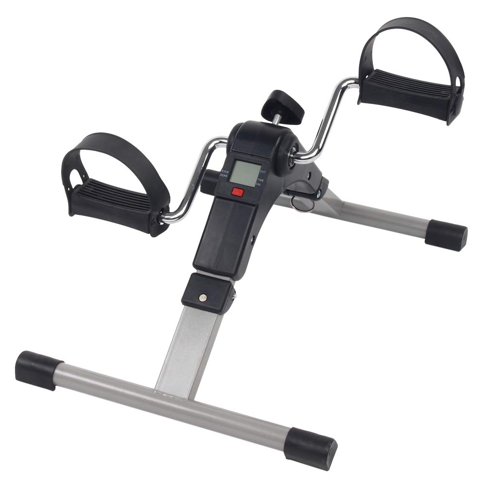 Portable Mini Pedal Exerciser Bike for Home Use - Hand & Foot Trainer - Compact & Lightweight Black Exercise Equipment for Seniors, Rehab, Physical Therapy & Office Workouts