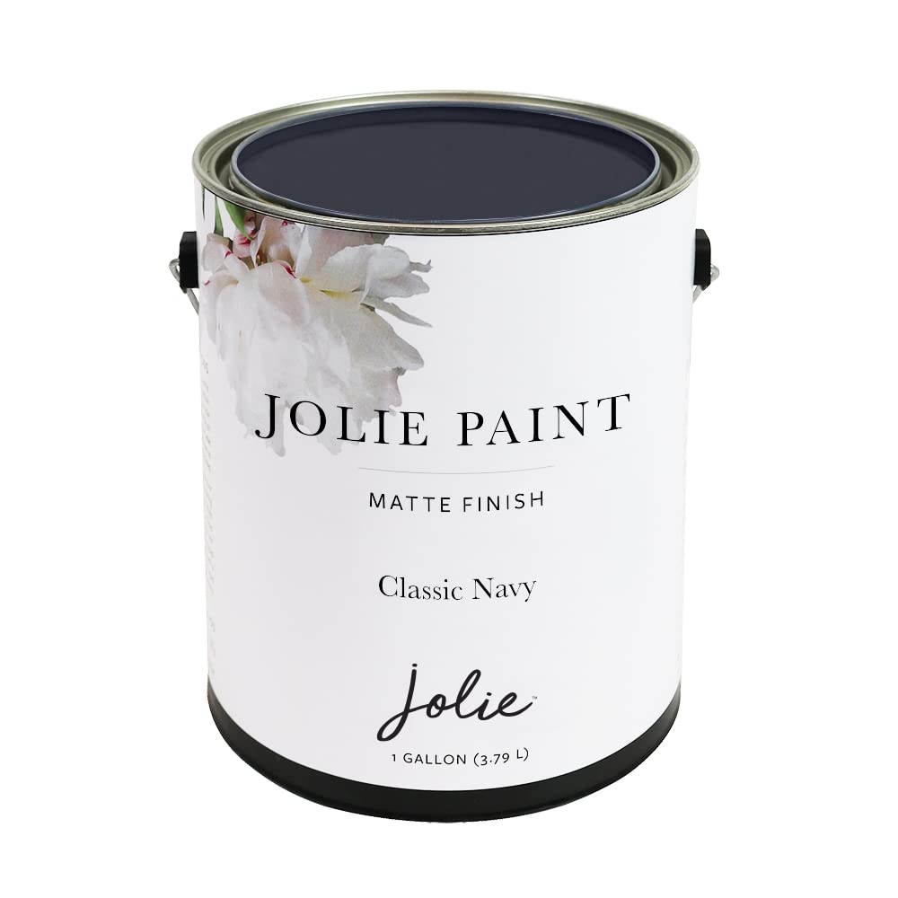 Jolie Matte Finish Water-Based Paint - Non-Toxic Furniture, Cabinet & Wall Paint for Home Decor - Classic Navy Blue (1 Gallon) - Perfect for DIY Projects, Home Renovation & Upcycling Furniture