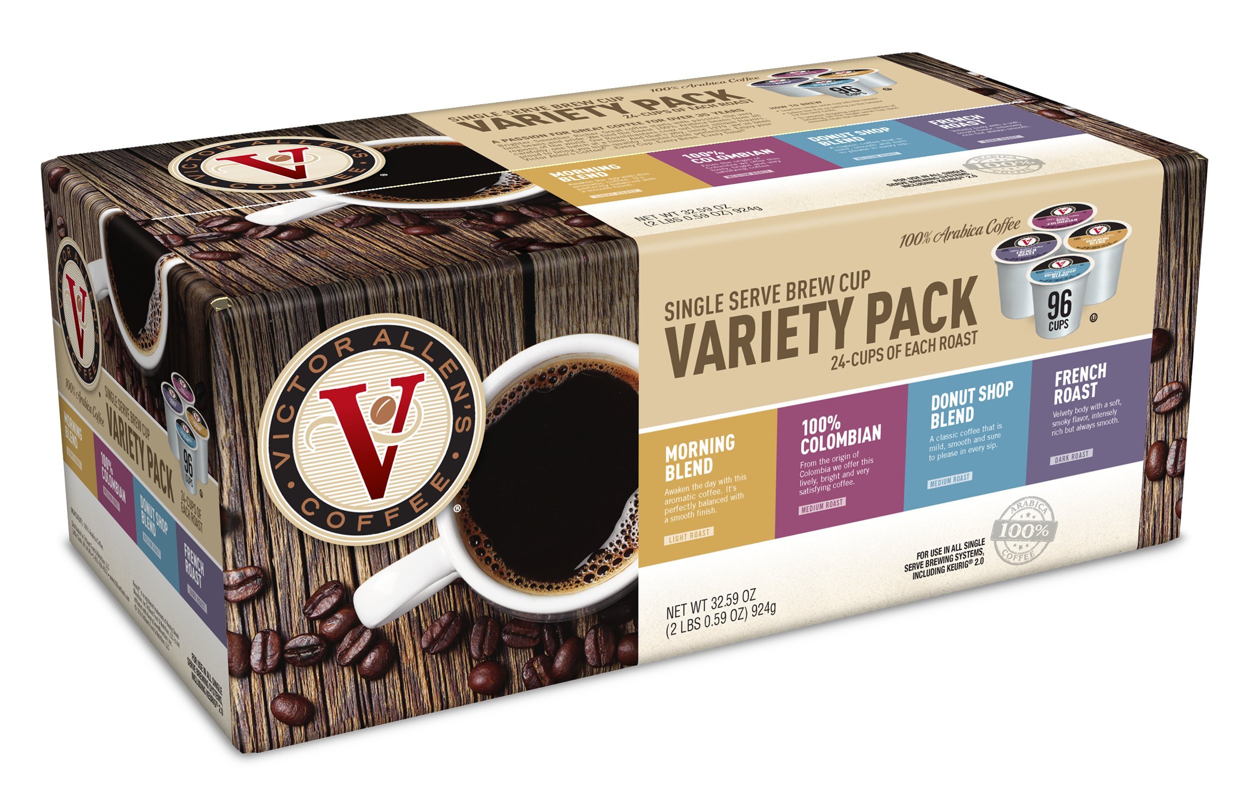 Victor Allen's Coffee Variety Packs (96 Count) K-Cups for Keurig Brewers - Perfect for Office, Home & Hospitality Use