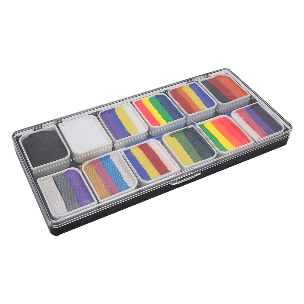 12 Colors Non-Toxic Face & Body Paint Kit - Safe Washable Makeup for Halloween, Cosplay, Sports Events & Body Art - Perfect for Parties, Festivals & Kids Activities