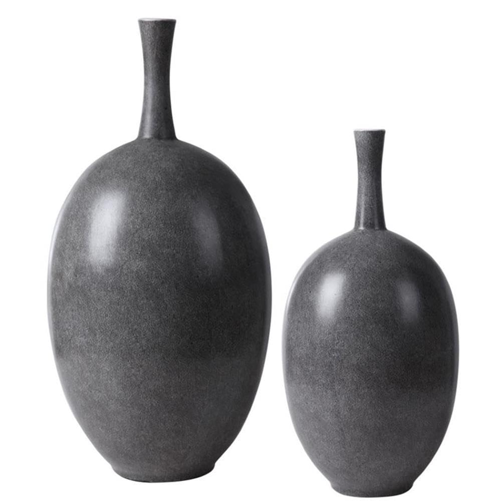 Bowery Hill Modern Marble Black and White Vase Set of 2 - Elegant Home Decor for Living Room, Dining Table, Office & Wedding Centerpieces