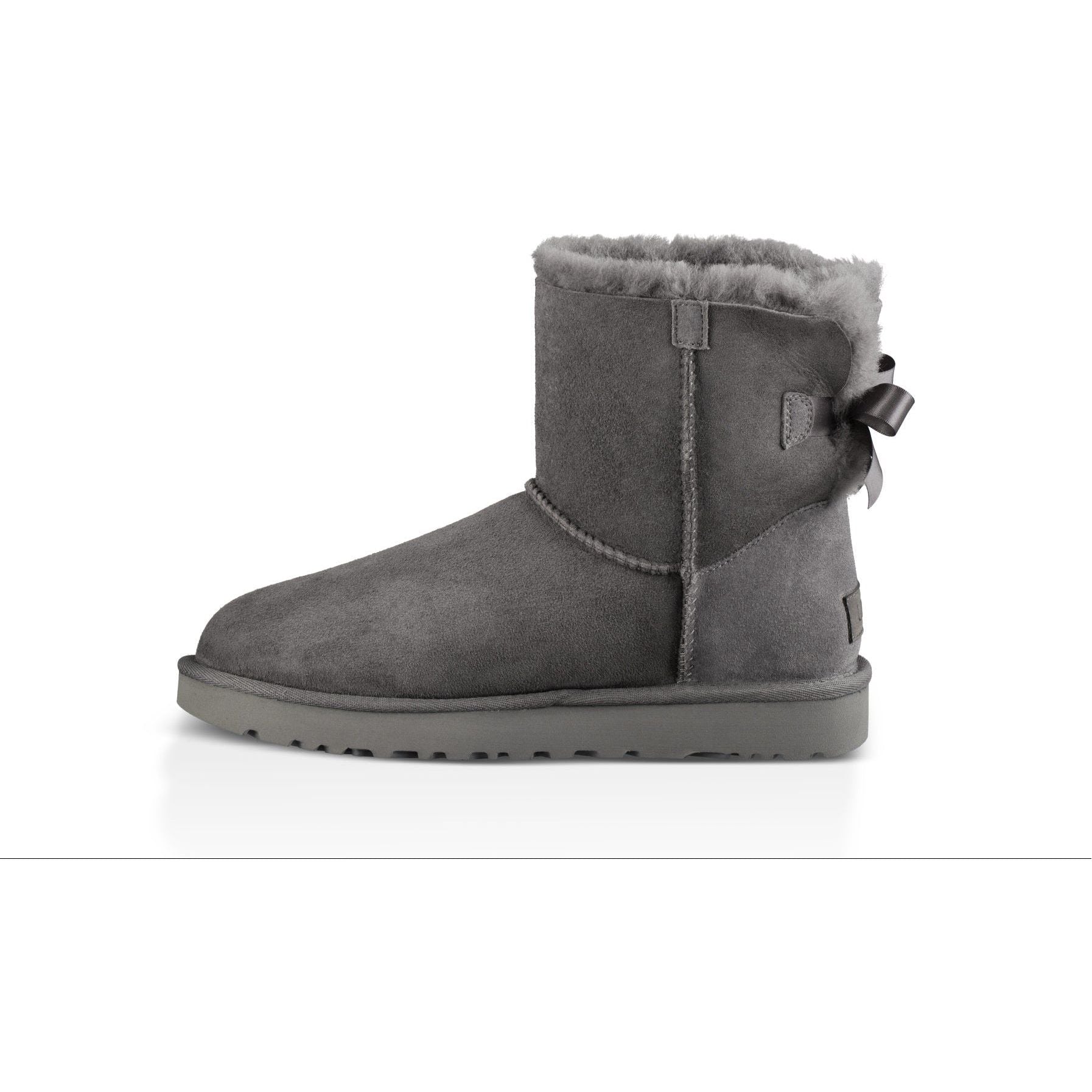 UGG Women's Mini Bailey Bow II Boots - Cozy Winter Boots for Women, Grey Suede with Bow Detail | Perfect for Cold Weather, Snow, and Casual Outfits