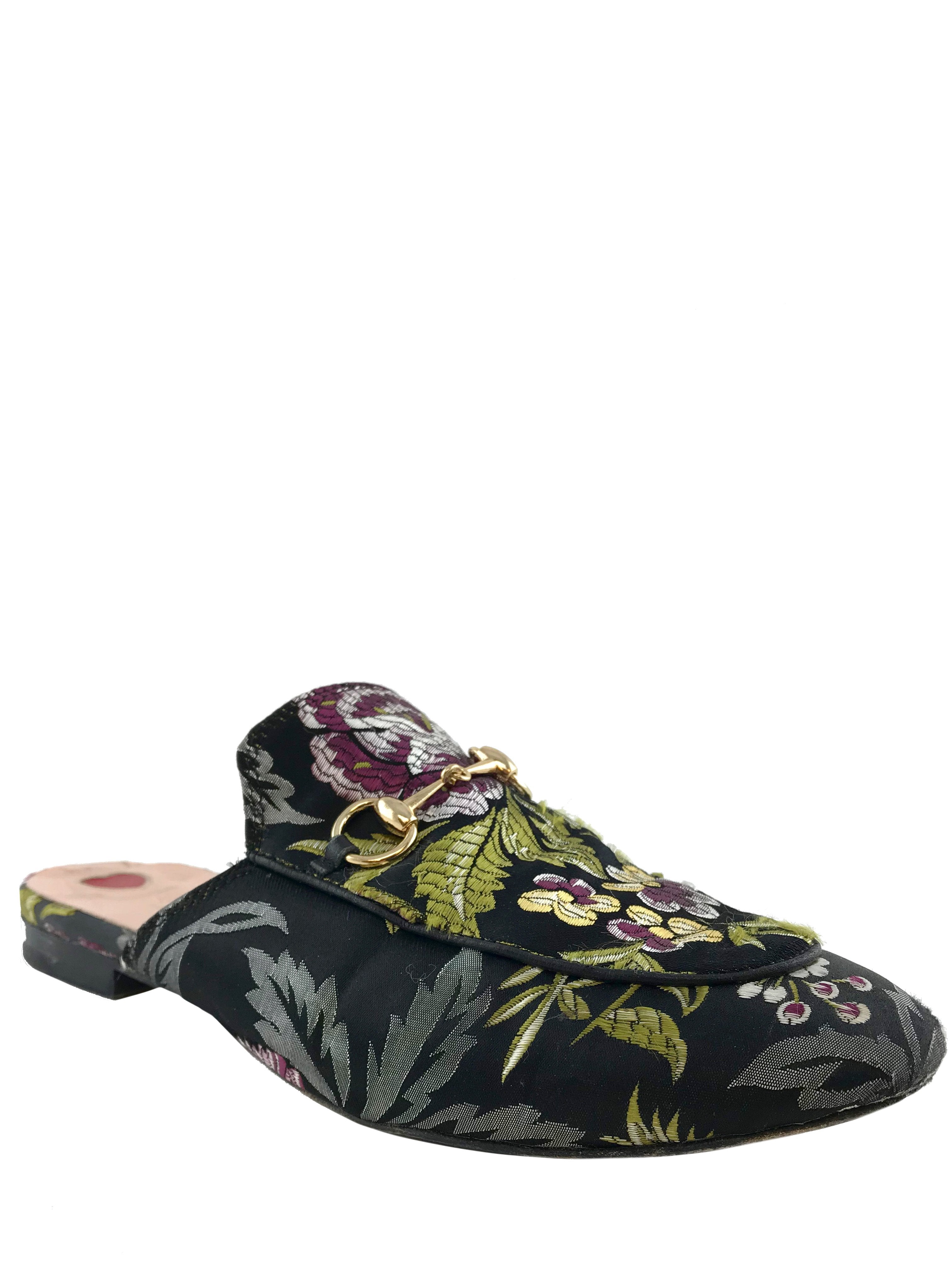Gucci Princetown Floral Jacquard Horsebit Mules - Women's Size 9 US | Luxury Designer Loafers for Women | Perfect for Office, Parties & Casual Outings