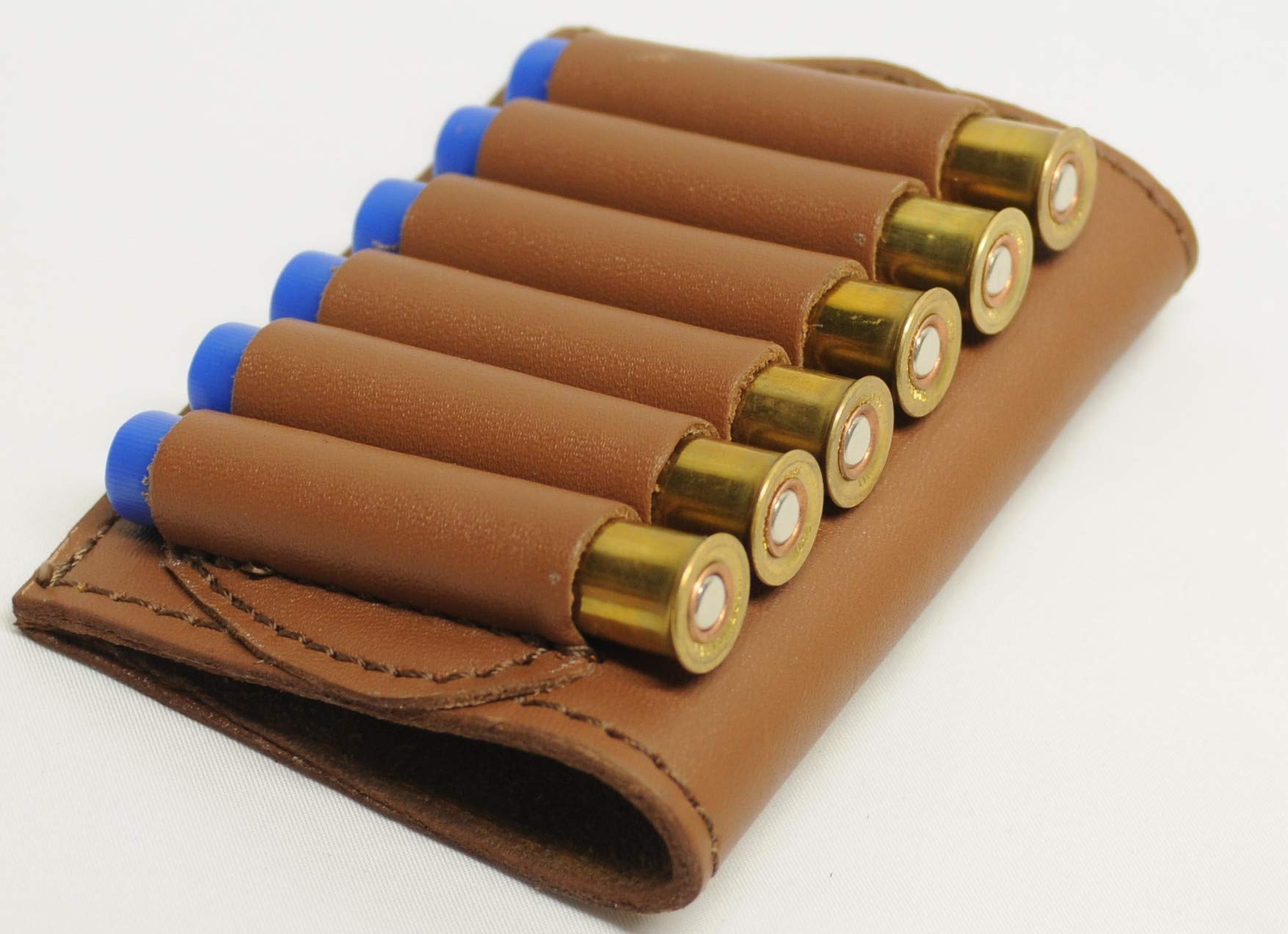 410 Gauge Leather Shotgun Shell Belt Holder - Tan Ammo Cartridge Pouch for Hunting, Shooting & Outdoor Activities