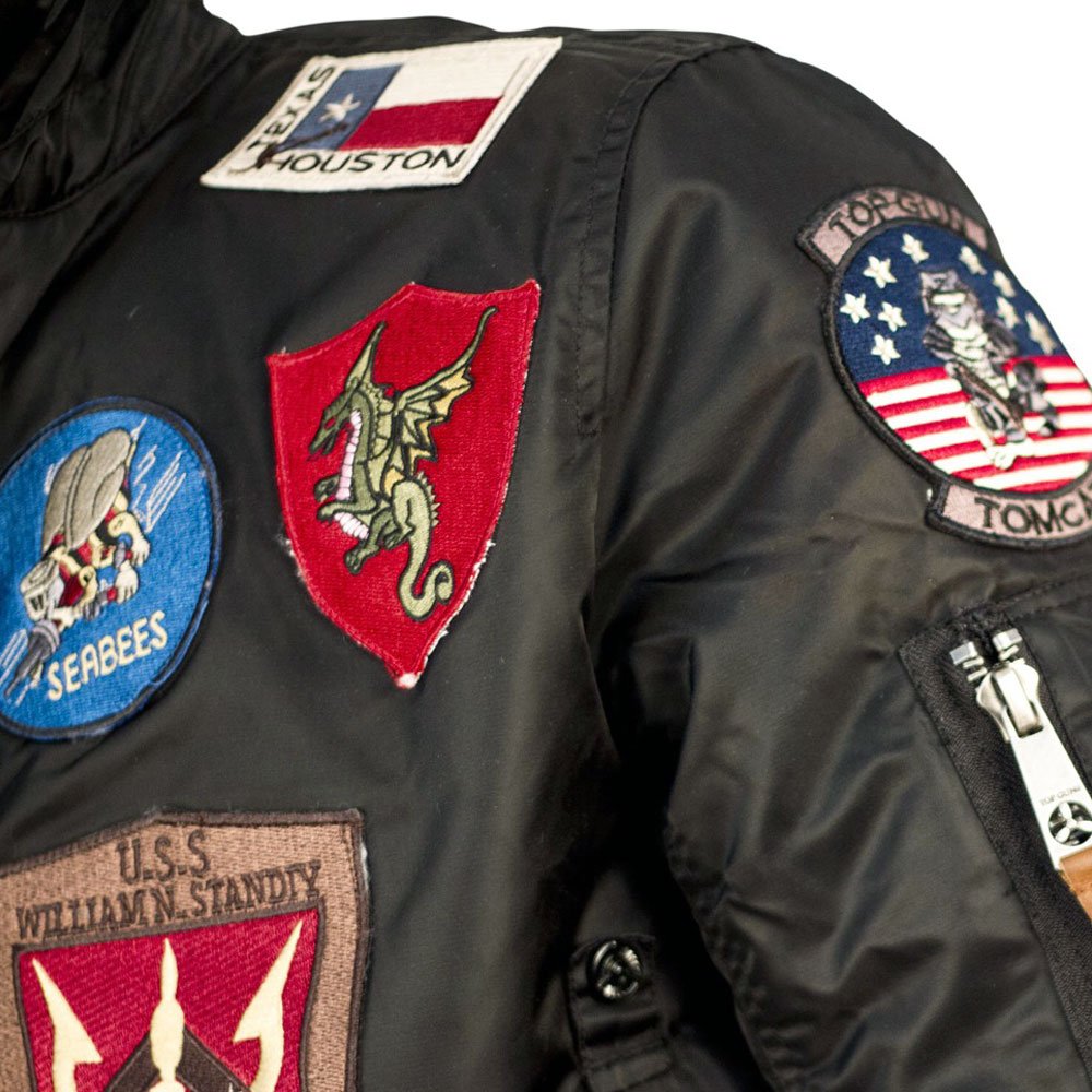 Top Gun® MA-1 Nylon Bomber Jacket with Patches - Stylish Military Flight Jacket for Men | Perfect for Aviation Enthusiasts, Casual Wear & Outdoor Adventures