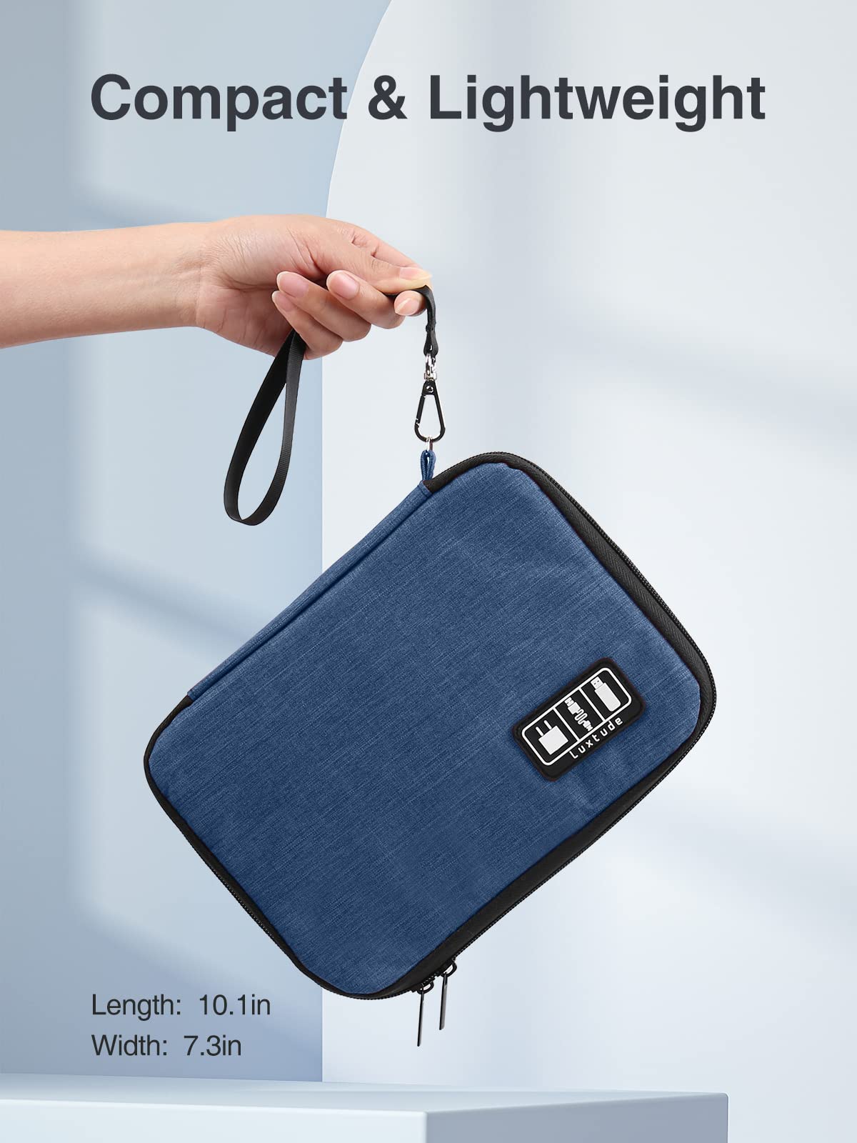 Luxtude Electronics Organizer - Portable Tech Bag & Charger Pouch for Cables, USB, SD Cards, Mouse & Chargers | Compact Cord Storage Solution for Travel, Office & Home Organization (Blue)