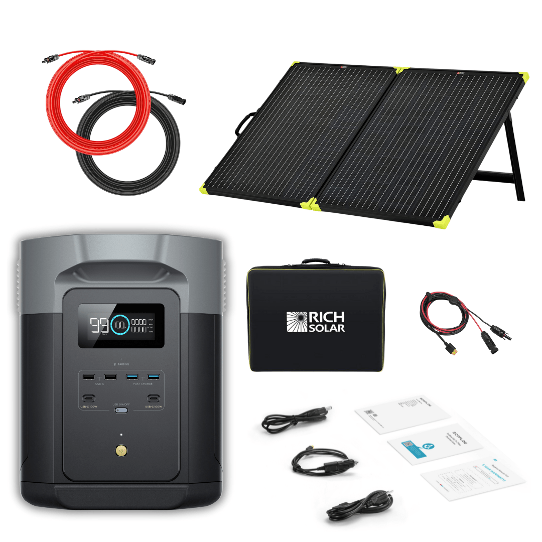EcoFlow Delta 2 Max 2048Wh 2400W Portable Power Station with LiFePO4 Battery & 200W Solar Panel Kit - Solar Generator for Home Backup, Camping, RV, and Outdoor Adventures