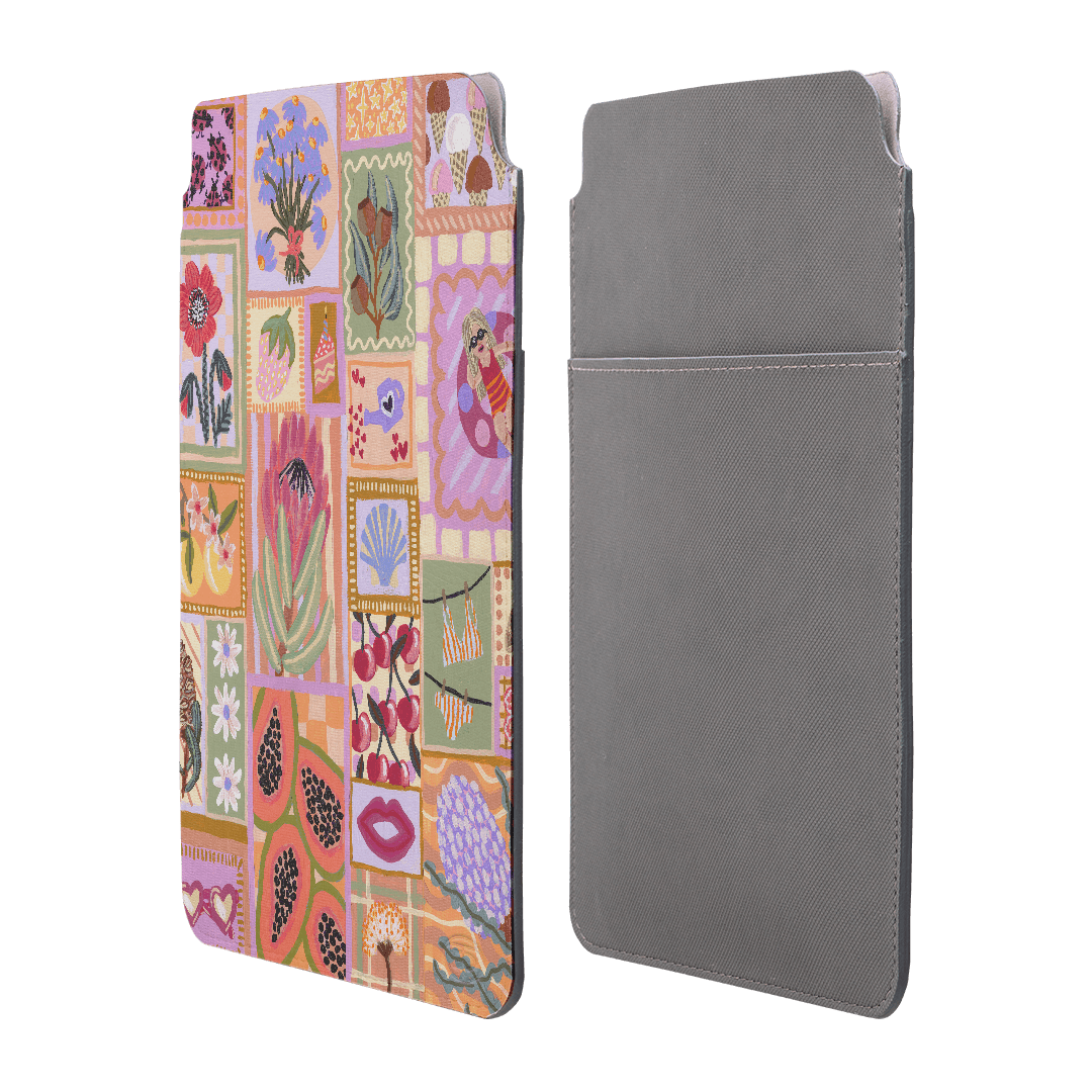 Summer Themed Laptop & iPad Sleeve with Postcard Design - Lightweight Protective Case for MacBook, iPad Pro, Air - Perfect for Travel, Office & School Use