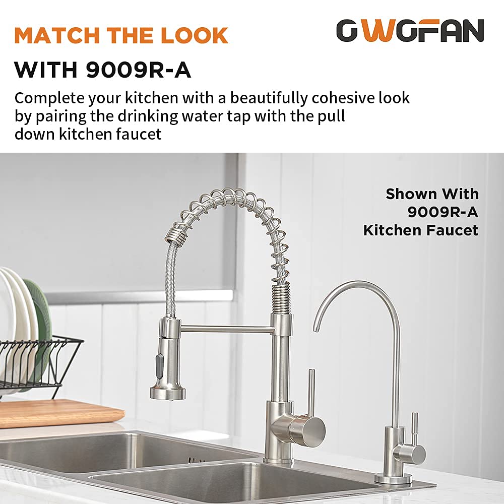 OWOFAN Brushed Nickel Kitchen Sink Faucet with Soap Dispenser - High Arc Pull Down Sprayer, Durable Stainless Steel Design for Modern Home & Restaurant Use