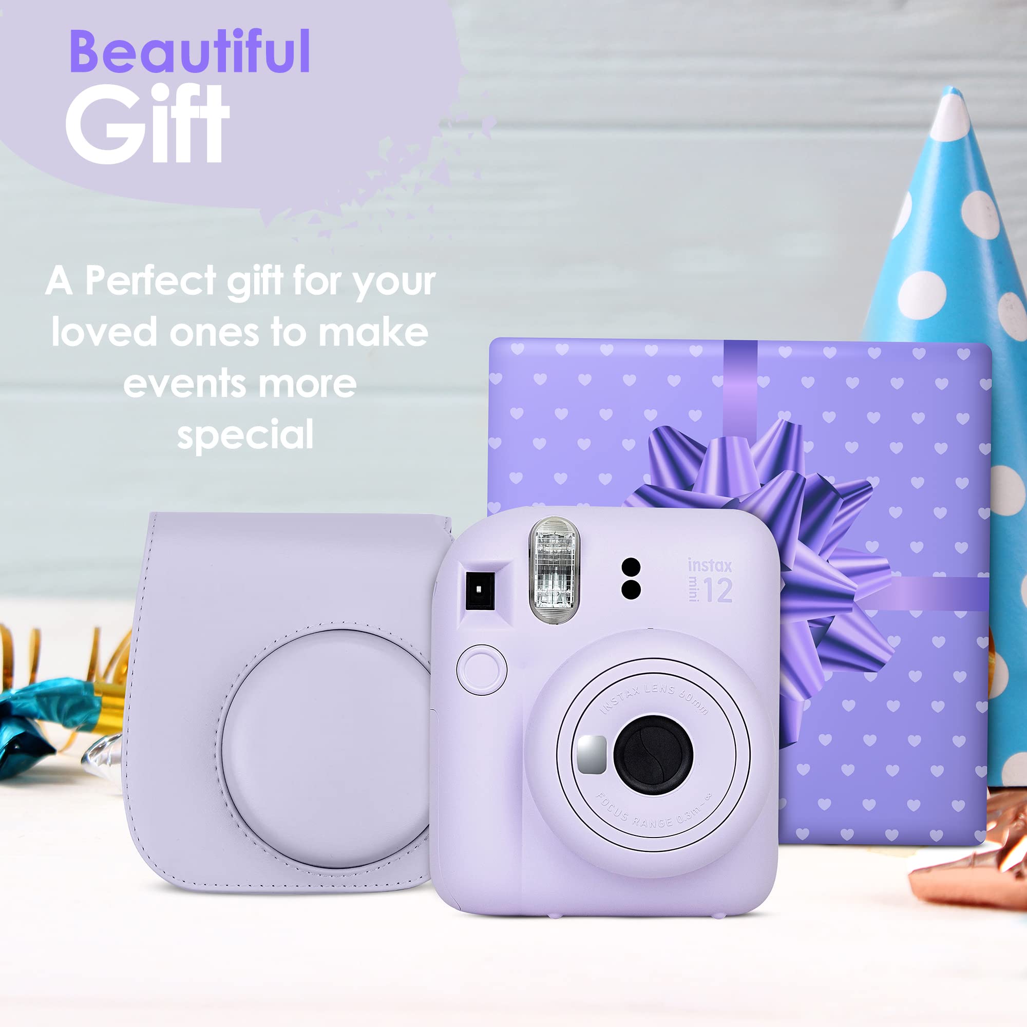 Fujifilm Instax Mini 12 Instant Camera Bundle with 60 Sheets Mini Film, Carrying Case, Photo Album & Stickers - Mint Green | Perfect for Travel, Parties, Weddings & DIY Scrapbooking
