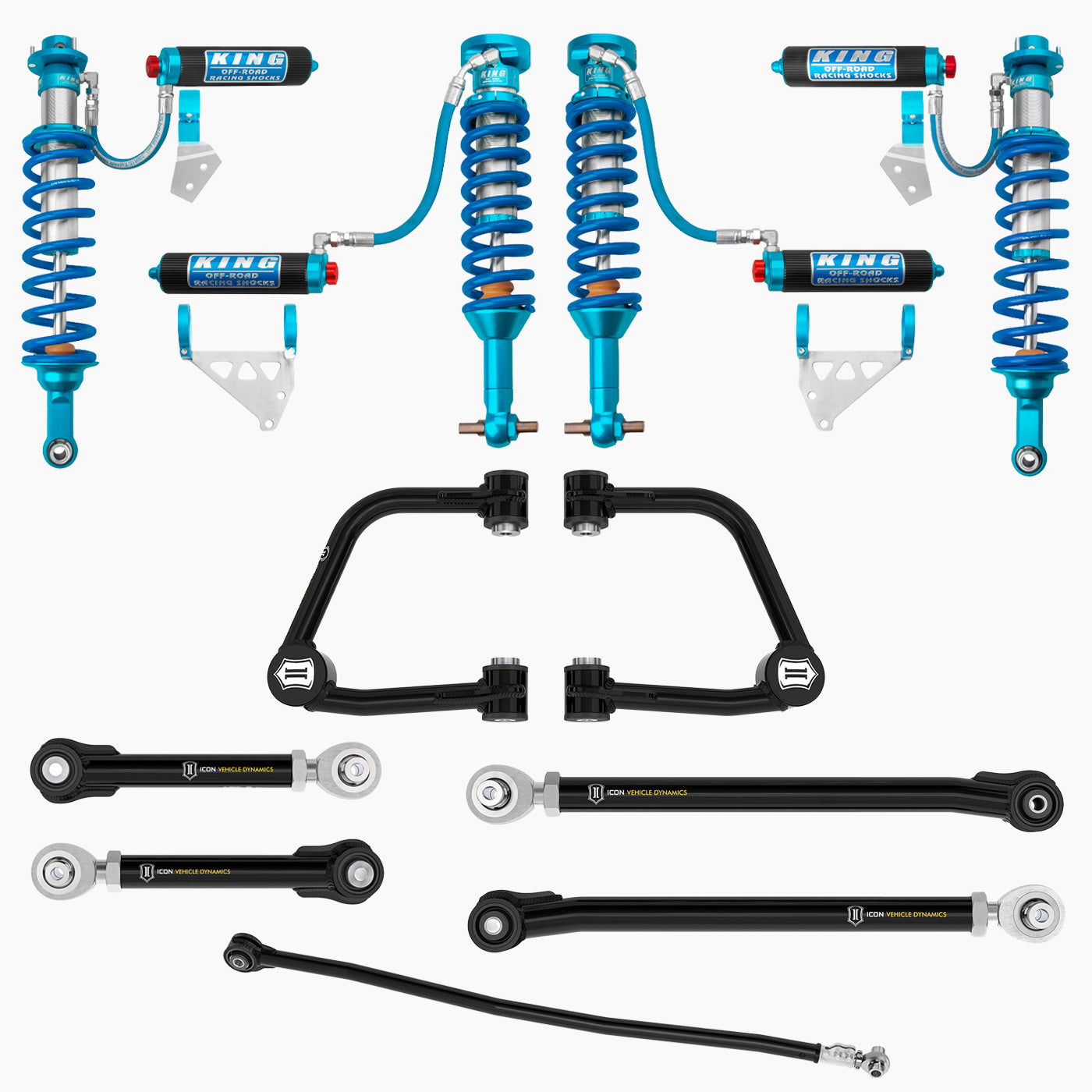21+ Ford Bronco King 2.5 Finned RR Front & Rear Coilovers Kit with Upper Control Arms & Trailing Arms - Off-Road Suspension Upgrade for Enhanced Performance on Rough Terrain