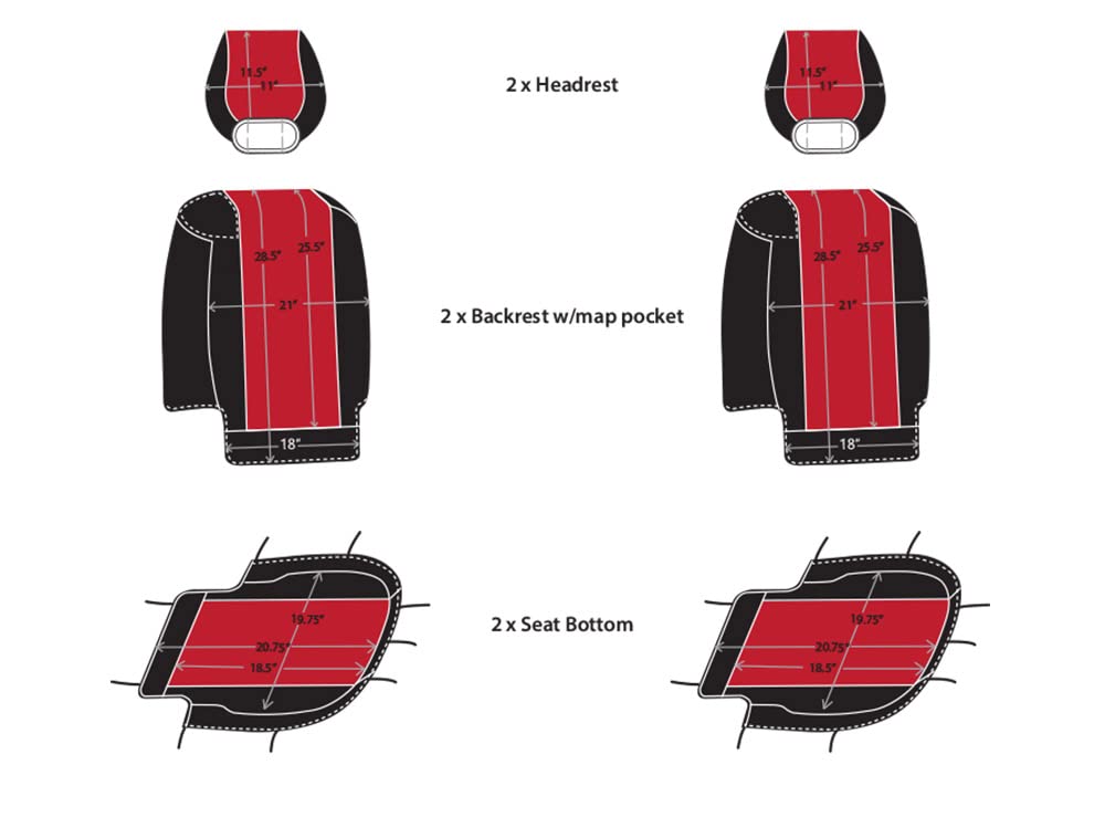 Custom Fit Neoprene Seat Covers for 2004-2008 Ford F150 Pickup Truck - Red Rose & Black Sides (Driver & Passenger) - Durable Protection & Comfort for Work & Road Trips