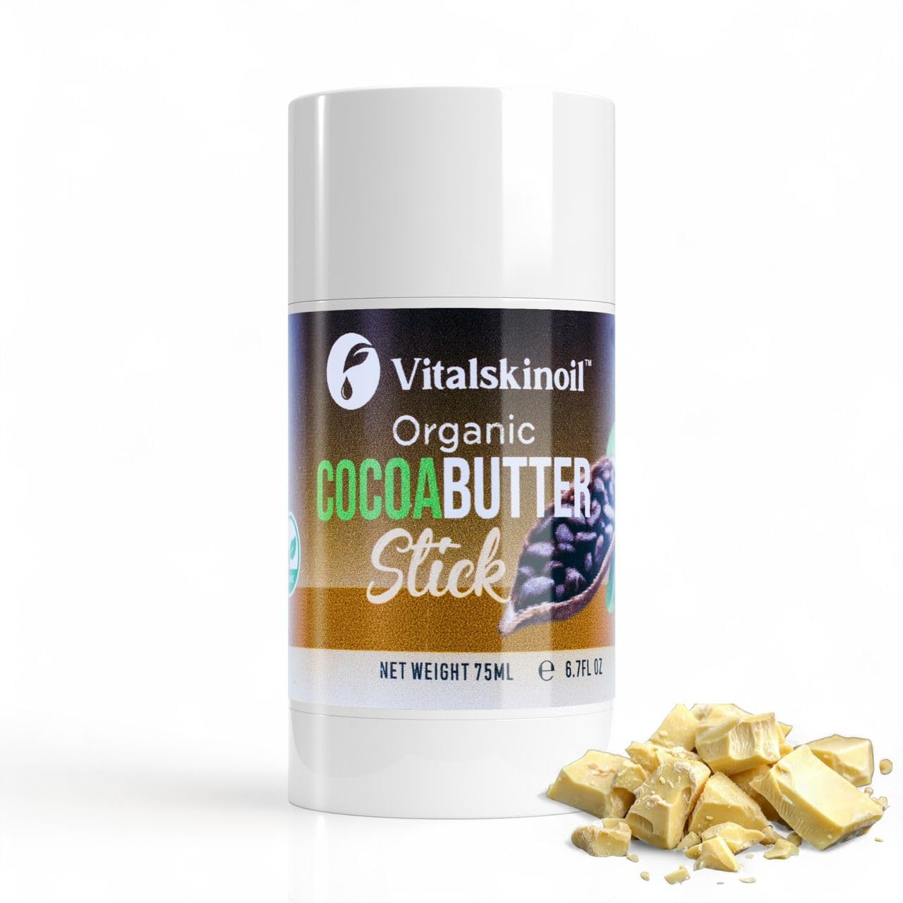 Organic Cocoa Butter Body Stick - Belly Butter, Heel Balm & Travel Lotion for Dry Skin (6.7 fl oz) | Moisturizing & Nourishing for Pregnancy, Cracked Heels & On-The-Go Hydration
