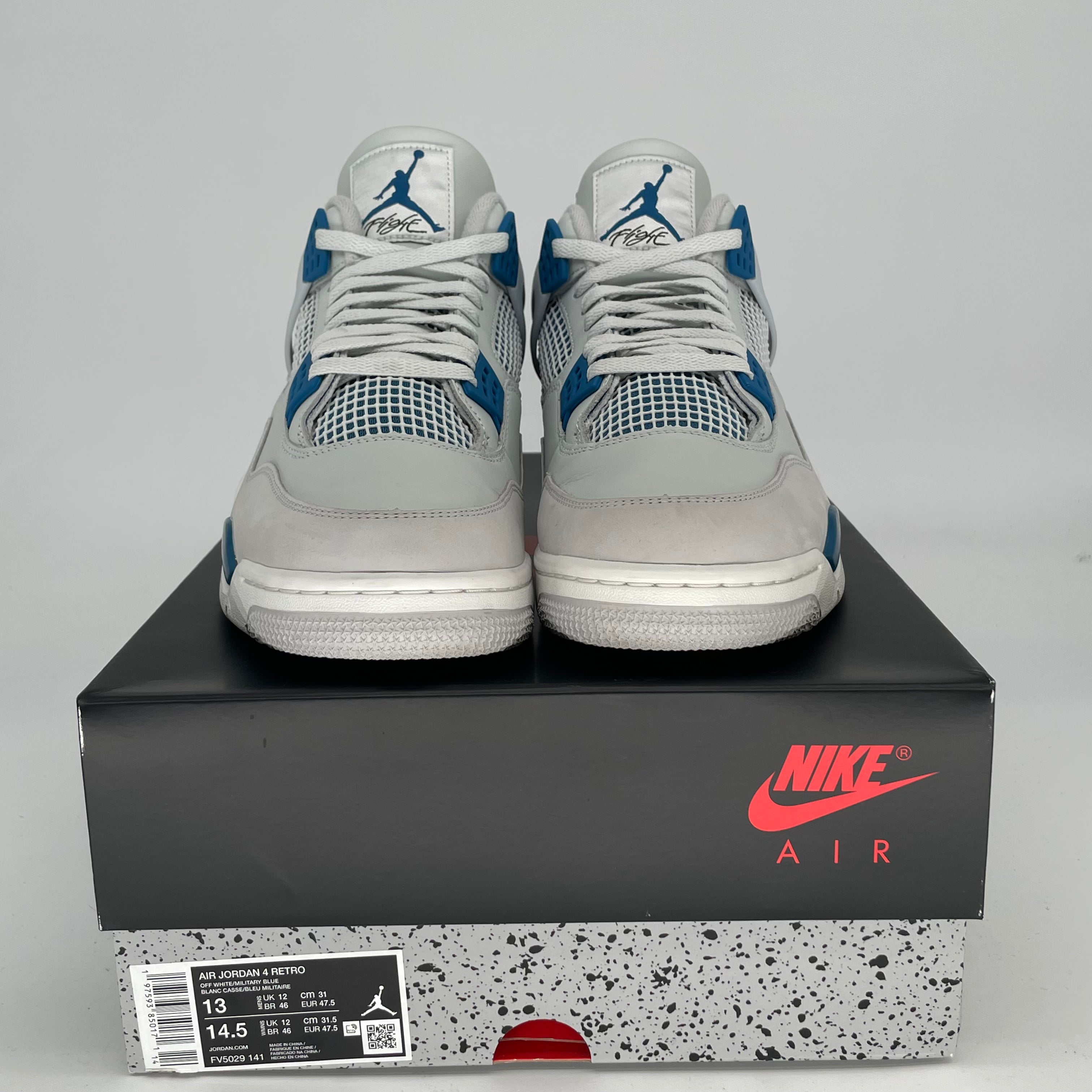 Original Air Jordan 4 Retro 'Military Blue' Men's Basketball Shoes Size 13 FV5029-141 - Perfect for Sneaker Collectors & Streetwear Fashion