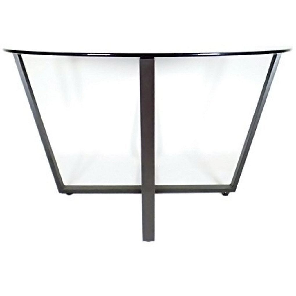 Modern Mango Wood Round Glass Coffee Table with Steam Bent Legs - Clear Tempered Glass Top & Black Metal Base for Living Room, Dining Room, Office - Perfect for Small Spaces, Lounge Areas & Contemporary Home Decor