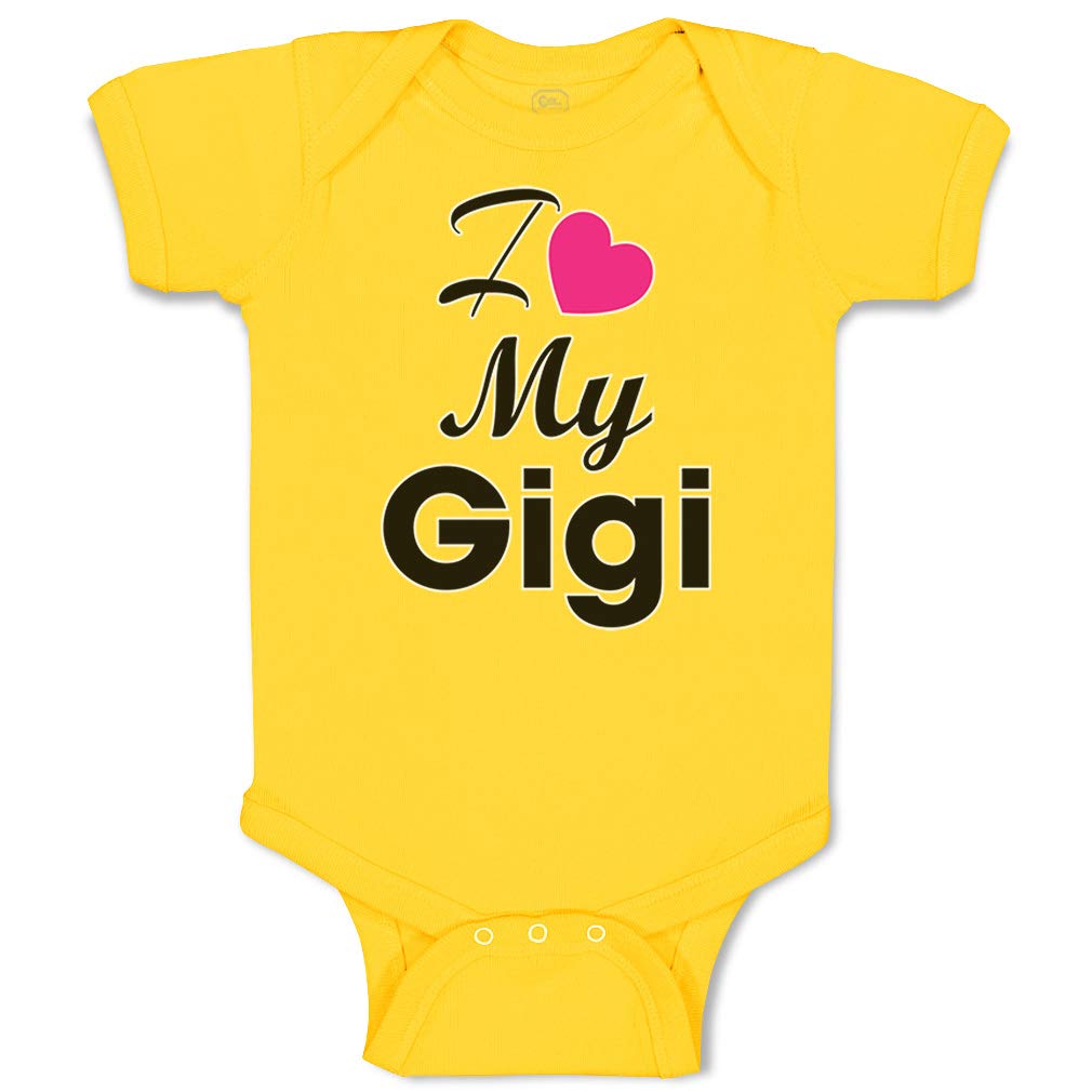 Funny Baby Bodysuit - I Love My Gigi Grandmother Cotton Onesie for Newborns | Yellow Zest Design | Perfect for Family Photos & Grandparents Day Gifts