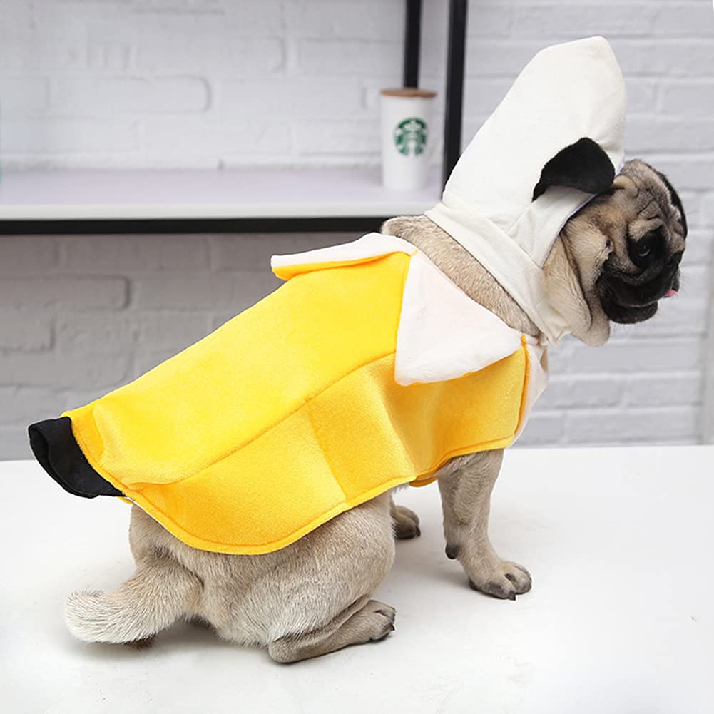 Funny Banana Dog Costume for Halloween & Parties - Fruit-Shaped Banana Jumpsuit for Small, Medium & Large Dogs - Perfect for Halloween, Cosplay, Pet Parades & Dress-Up Events - Dress Your Dog Like a Banana for Special Occasions