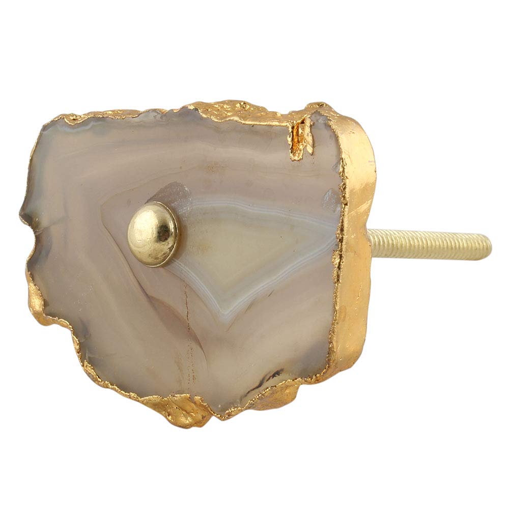 6-Pack Indian Asymmetrical Brown Marble Cabinet Knobs - Unique Decorative Stone Drawer Pulls for Dresser, Luxury Door Handles | Perfect for Home Decor, Kitchen Cabinets & Furniture Upgrade