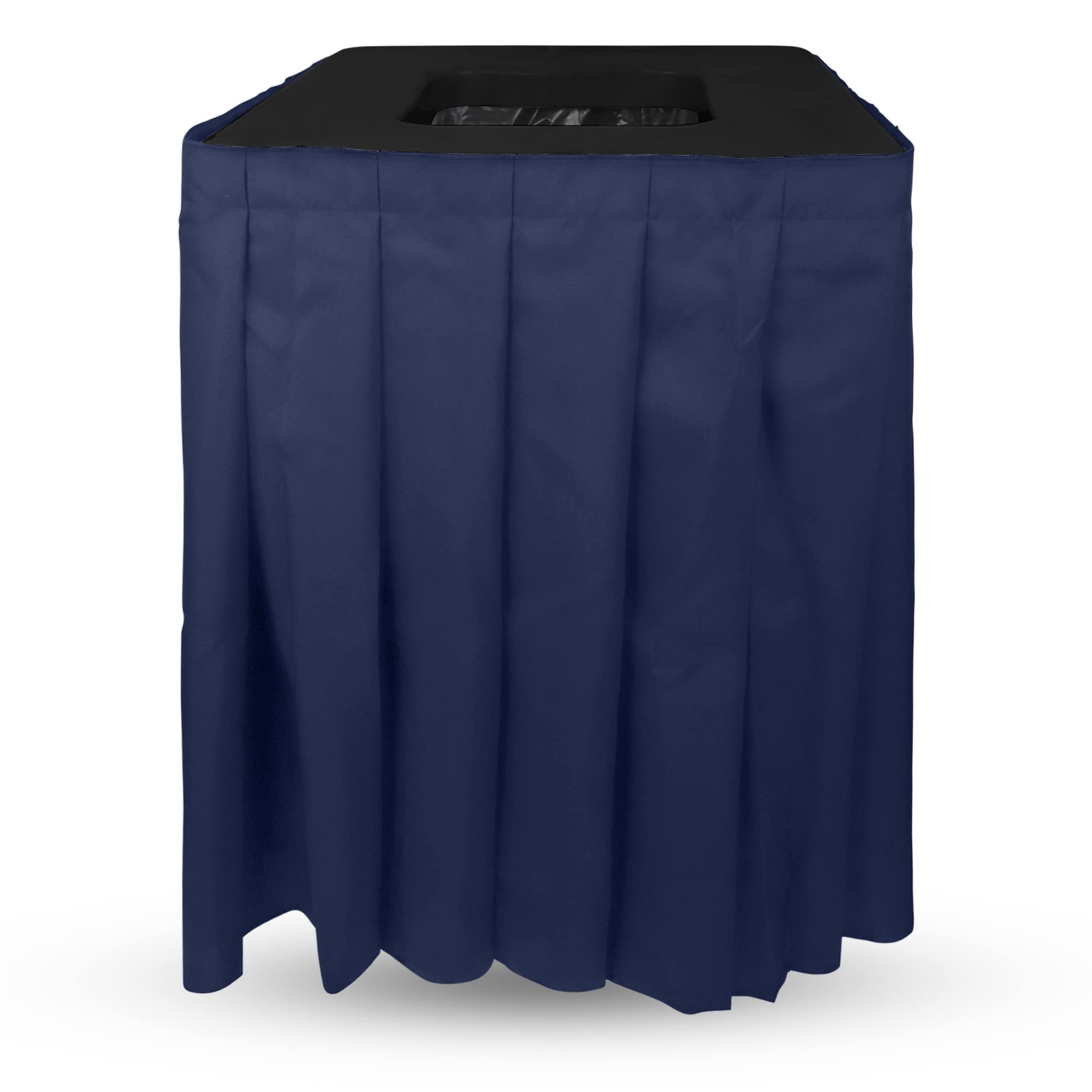 Elegant Black Square Trash Can Cover with Pleated Skirt - Fits 32-35 Gallon Trash Bins - Perfect for Weddings, Banquets, Birthday Parties & Special Events (Black Top Blue Skirt) | Home Decor & Party Supplies for Indoor & Outdoor Use