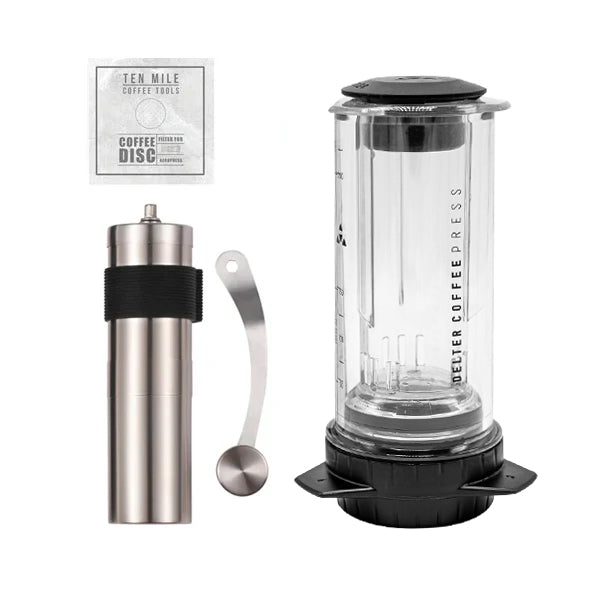 Delter Complete Starter Bundle for Coffee Lovers - Premium Espresso & Pour Over Kit with Travel Case - Perfect for Home, Office & Camping Brewing