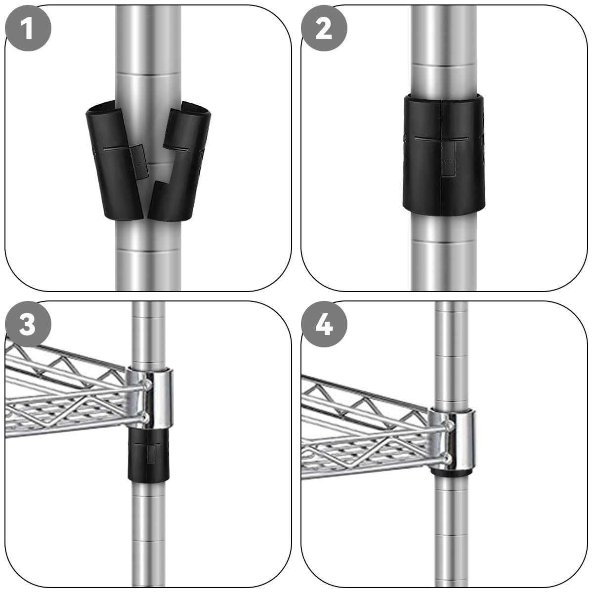 50 Pack Black Plastic Wire Shelving Shelf Lock Clips - 1