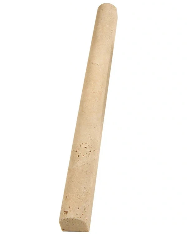 Premium Ivory Travertine Bullnose Tile Trim - Durable Stone Edging for Bathroom, Kitchen & Pool Decoration