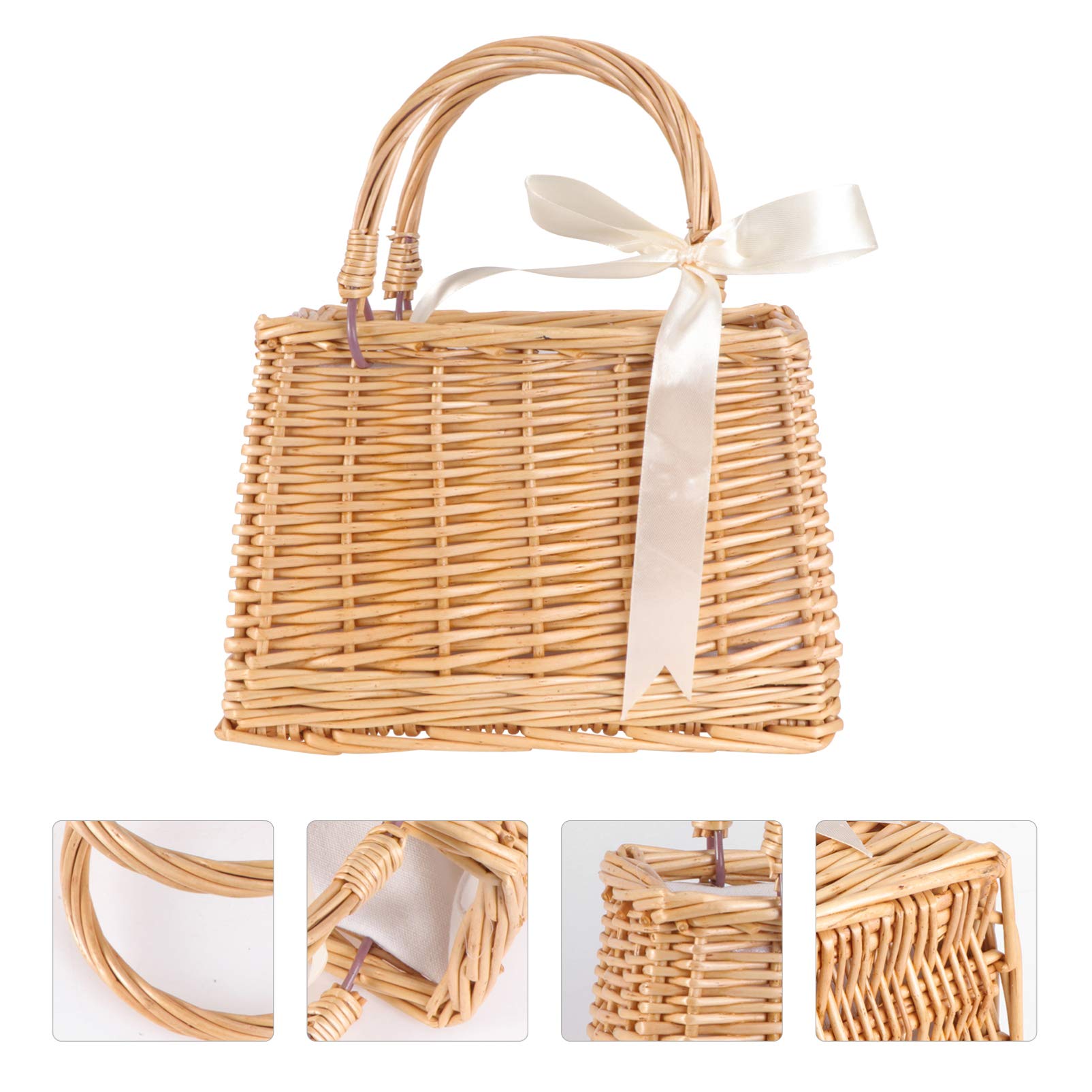 DOITOOL Rattan Woven Basket - Portable Flower Basket for Wedding, Easter, Home Decor, Egg Storage, Dried Flowers | Perfect for Wedding Flower Girl, Party Decor, and Rustic Home Organizing