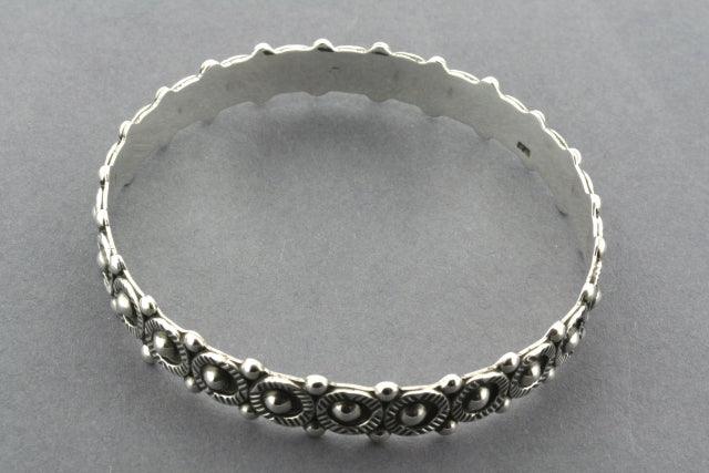 Detailed Bead Bangle Bracelet - Sterling Silver Jewelry for Women - Perfect for Parties, Weddings & Everyday Wear