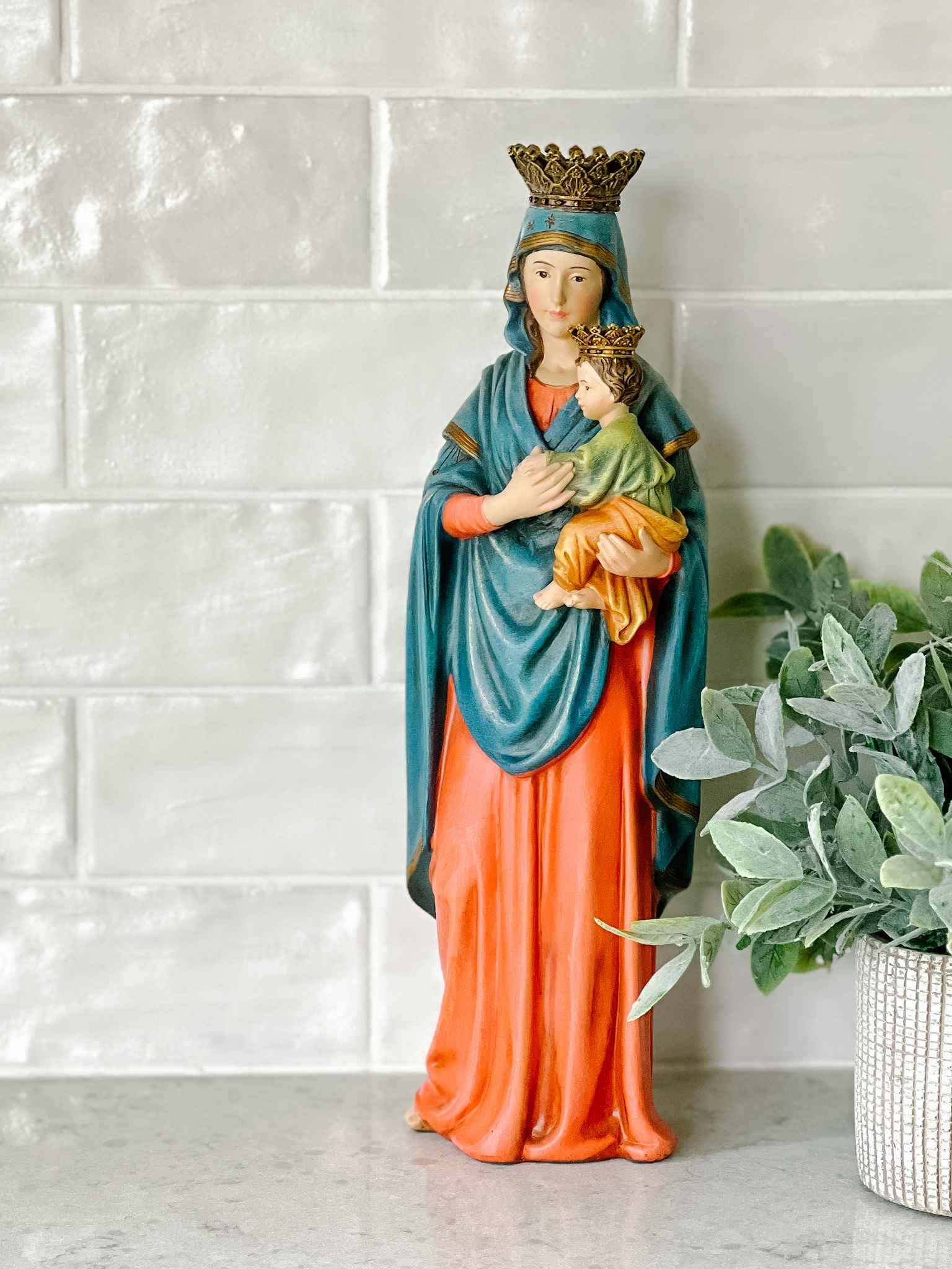 Our Lady of Perpetual Help Statue - Handcrafted Religious Figurine for Home Altar, Prayer Space & Catholic Devotion