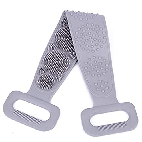 ARQIVO Silicone Body Brush - Dual Sided Exfoliating Shower Brush with Massage Particles for Women & Men | Soft Back Scrubber for Bathing & Skin Care | Perfect for Shower, Spa & Dry Brushing (Grey)