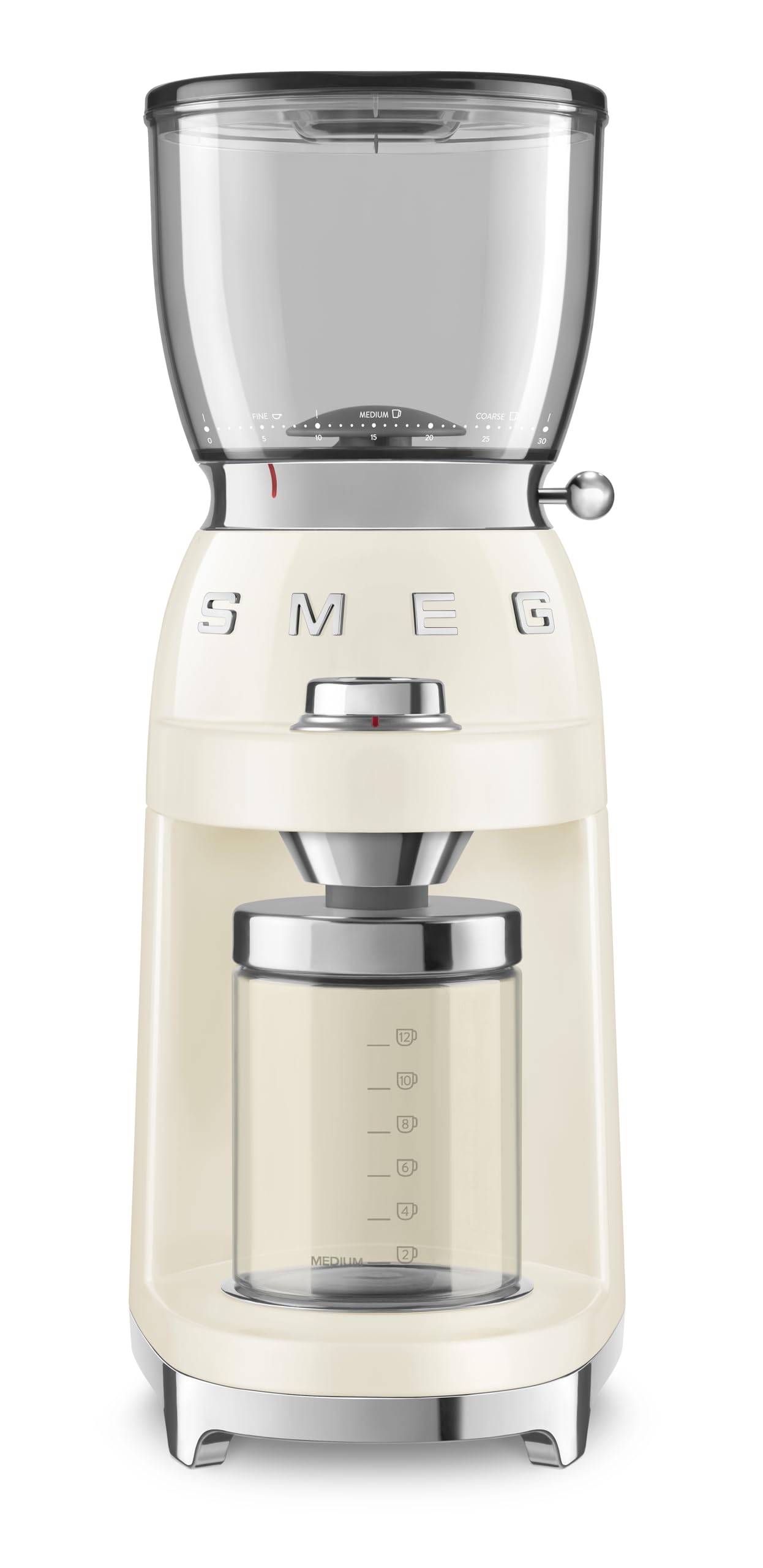 SMEG Retro Style Electric Coffee Grinder for Espresso & French Press - Cream Color Vintage Coffee Bean Grinder for Home & Cafe Use