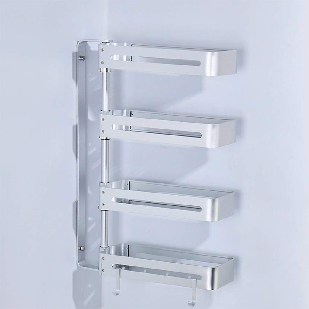 XJZKA 4-Tier Rotating Spice Rack Organizer - 360° Swivel Wall Mount Corner Shelf for Kitchen & Bathroom Storage | Space-Saving Spice Cabinet Organizer (Aluminum Alloy) - Perfect for Small Spaces, Pantry Organization & Countertop Storage Solutions