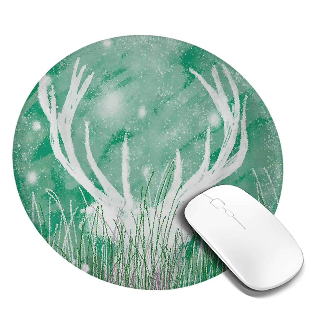 Non-Slip Rubber Base Mouse Pad with Cute Christmas Reindeer Pattern - Premium Textured, Waterproof, Comfortable Desk Mat (7.9x7.9x0.12 Inches, 2-Pack) - Perfect for Office, Gaming & Home Computer Setup