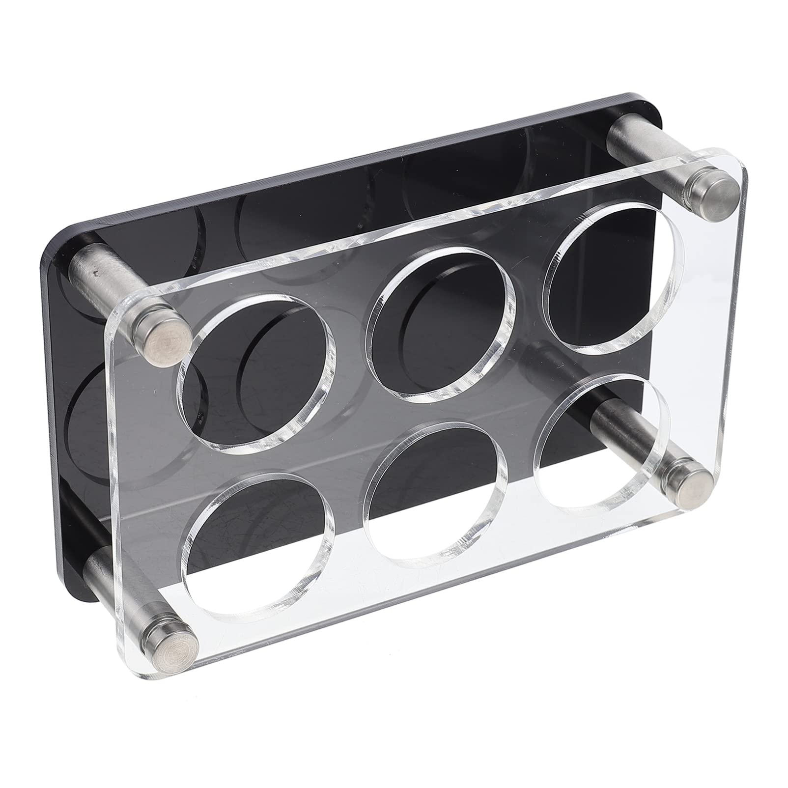 IMIKEYA Acrylic Shot Glass Holder Rack - 6 Hole Stemware Stand for Wine & Cocktail Glasses, Coffee Mug Organizer Tray, Bar Storage Solution (Black) | Perfect for Home Bars, Restaurants & Party Serving