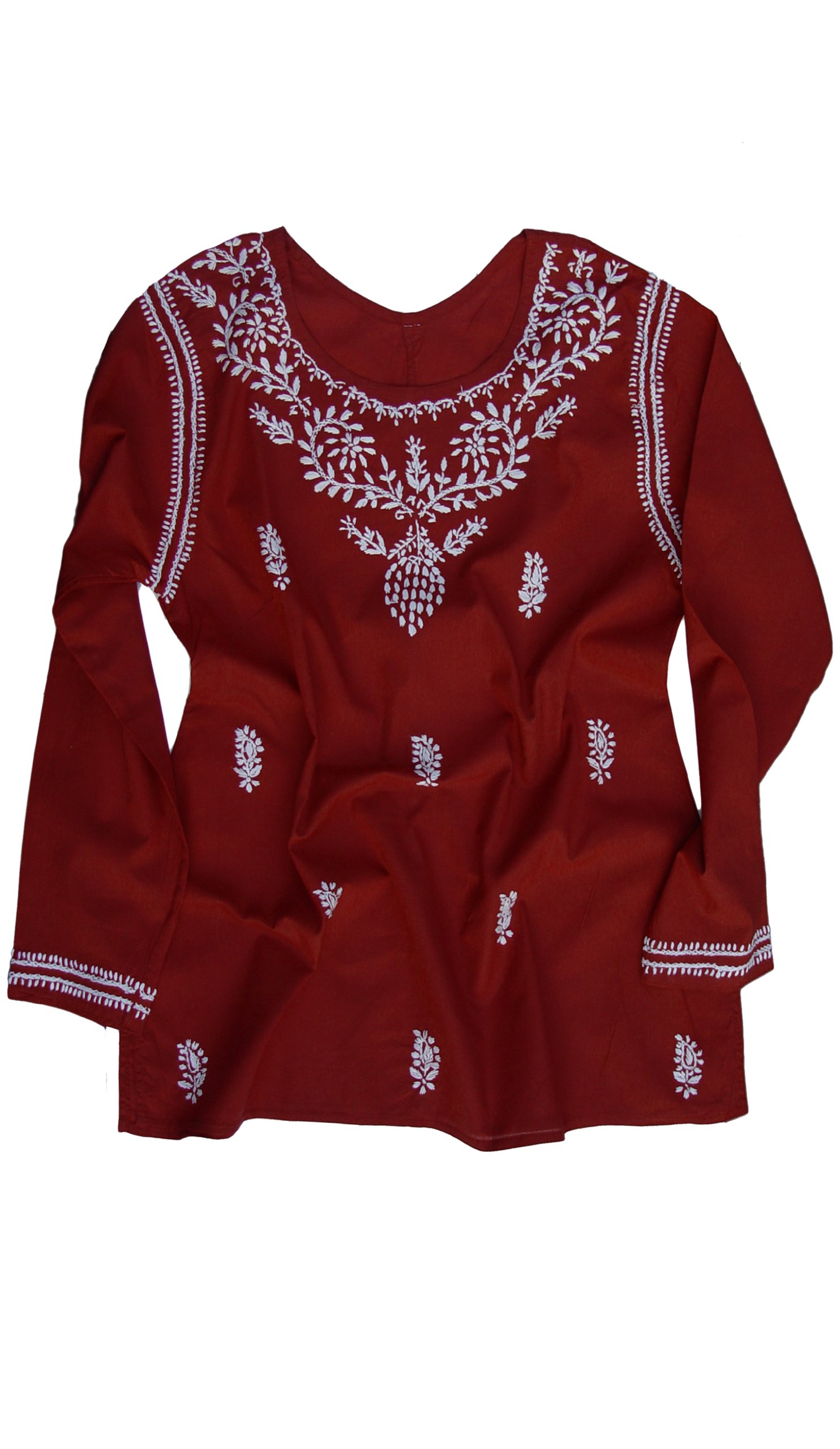 Hand Embroidered Cotton Tunic Top Kurti Blouse for Women - Elegant Ethnic Wear for Parties, Weddings & Festive Occasions