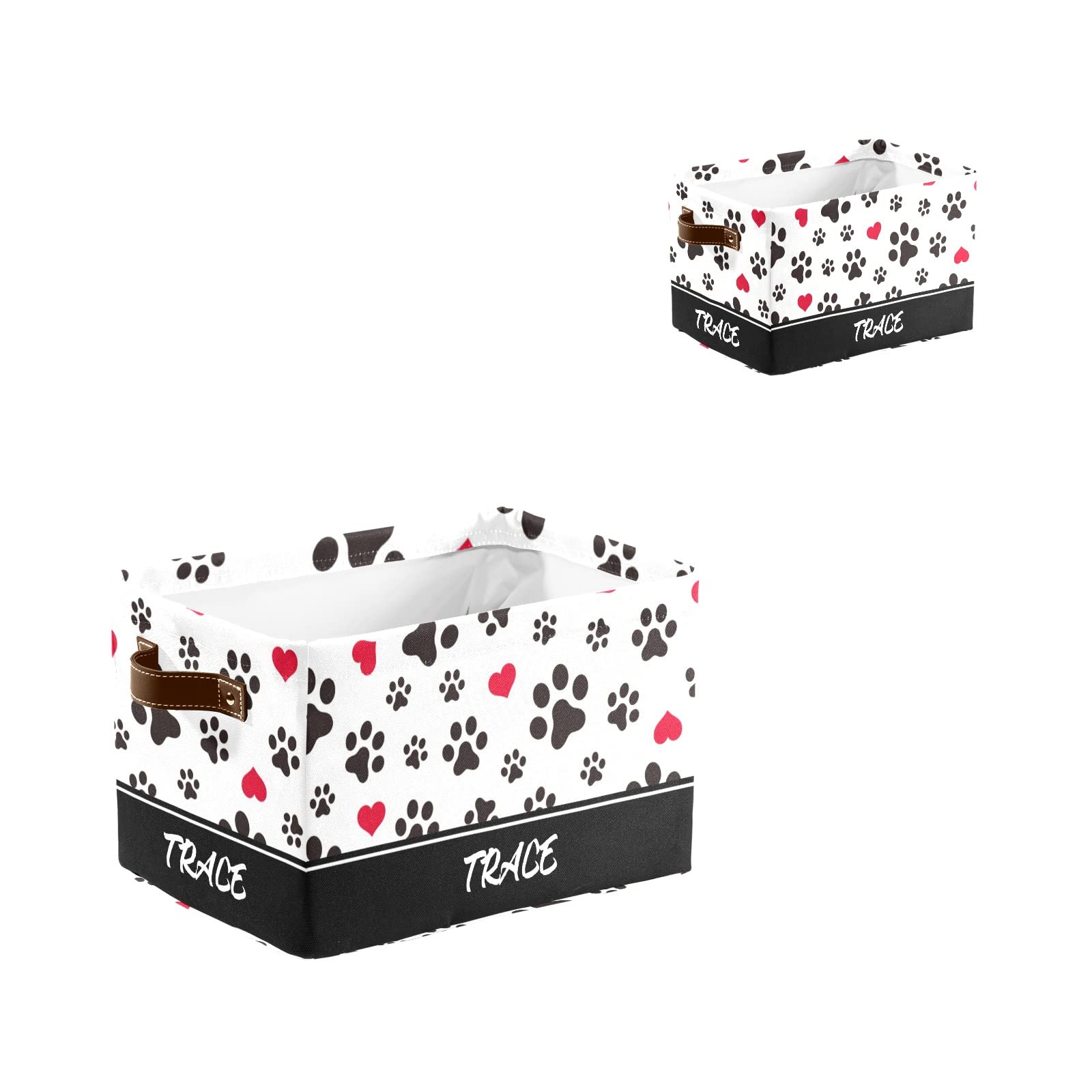 Personalized Dog Paw Love Hearts Storage Bins - 4 Pack Durable Cube Organizers with Handles for Shelves, Wardrobe, Nursery & Toy Storage | Perfect for Pet Lovers' Home Organization