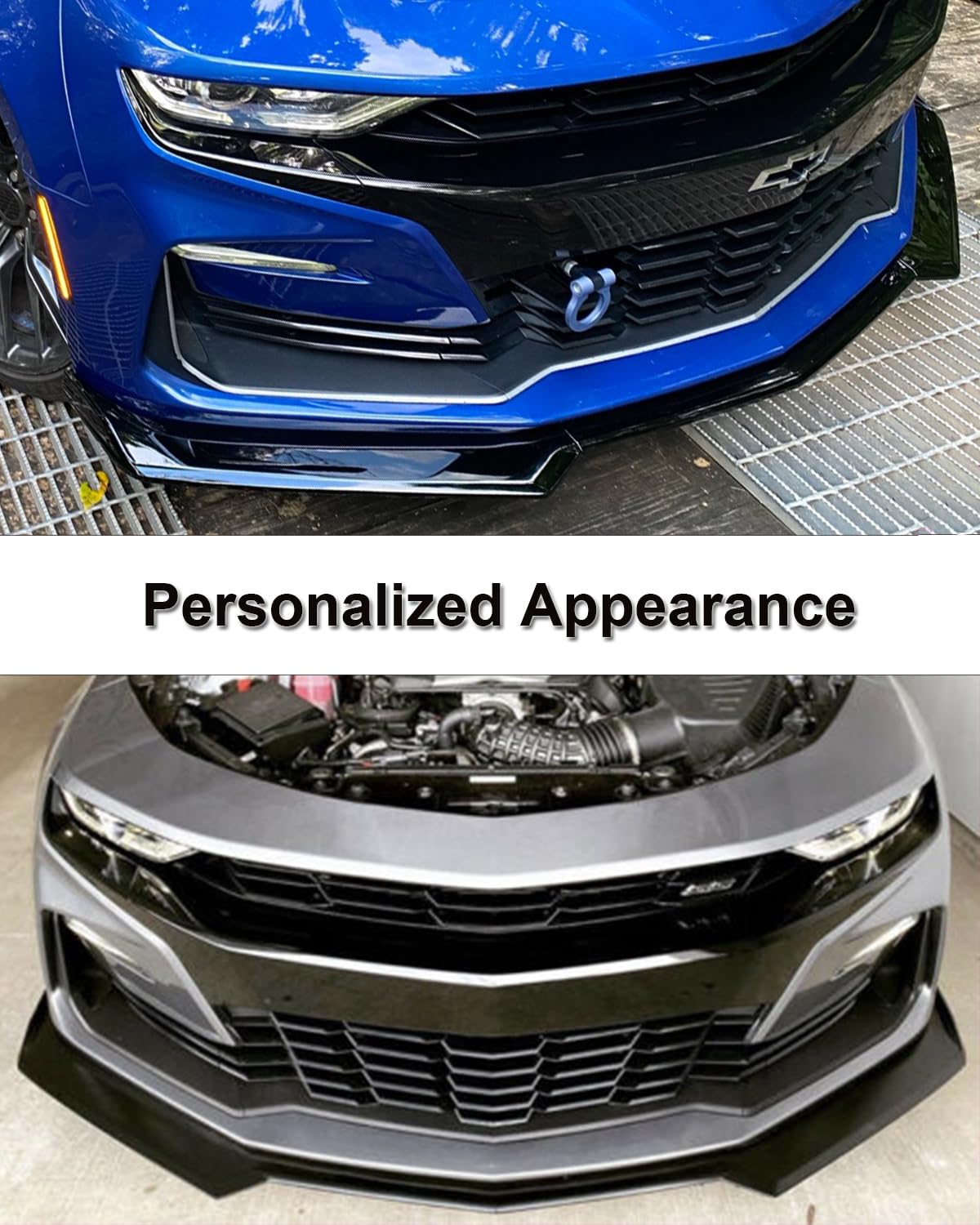 3PCS Carbon Fiber Front Bumper Lip Spoiler Diffuser for Chevy Camaro SS 2016-2021 & LS/LT/RS 2019-2021 - Aggressive Styling Upgrade for Street Racing & Car Shows