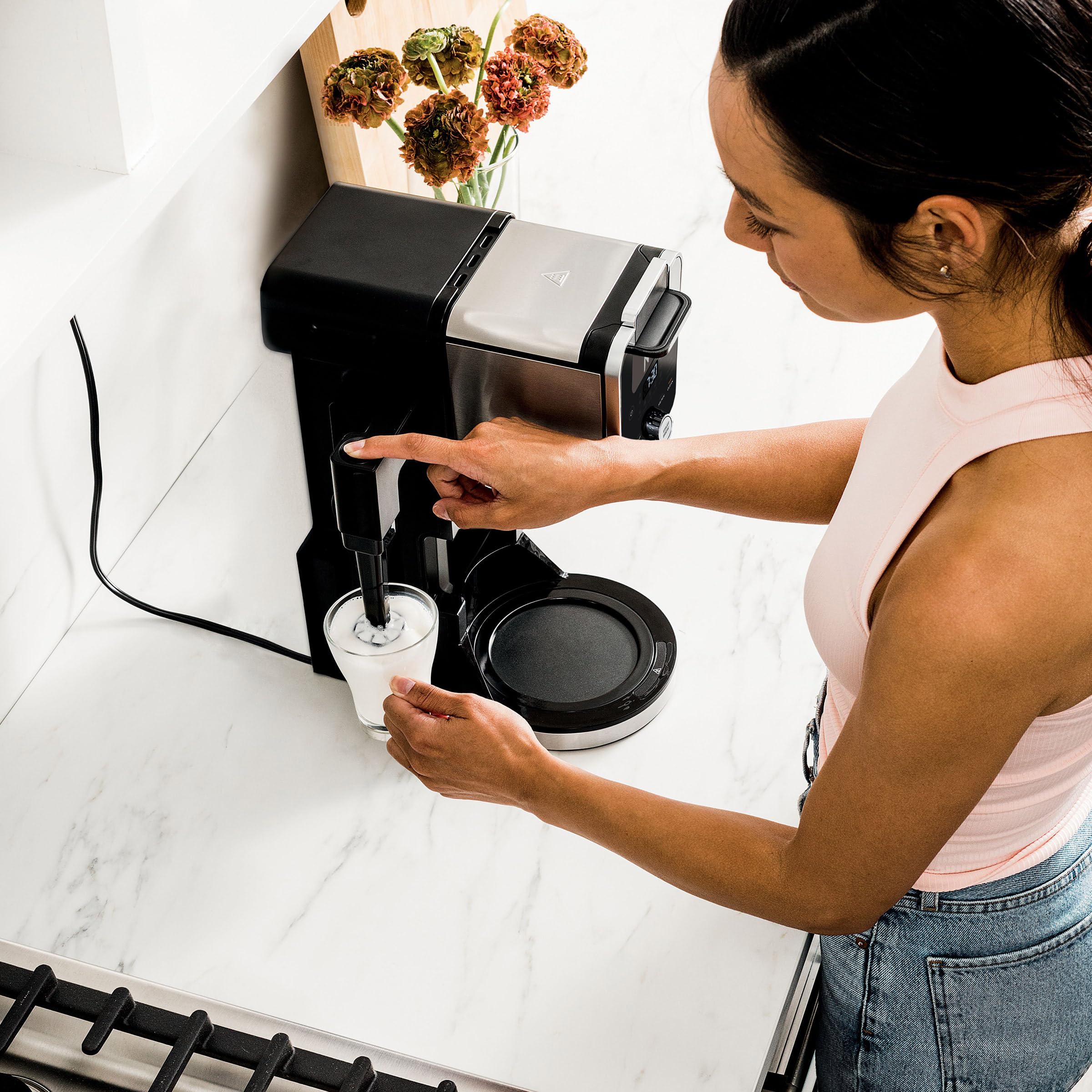 Ninja CFP451CO DualBrew System 14-Cup Coffee Maker - Single-Serve Pods & Grounds Compatible, 4 Brew Styles, Built-In Fold Away Frother, 70oz Water Reservoir & Carafe - Black (Renewed) - Perfect for Home, Office, and Entertaining Guests