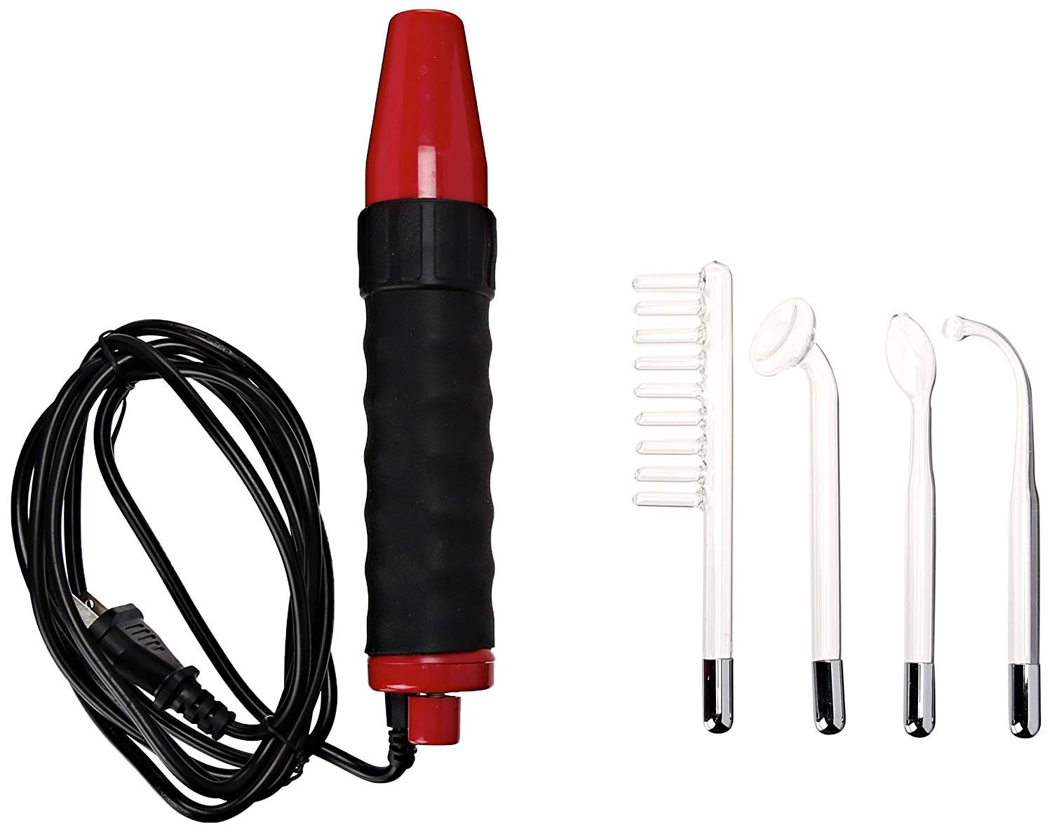 Neon Wand with Red Handle & Attachments - US Plug for Glow Parties, Raves & Nightlife Events
