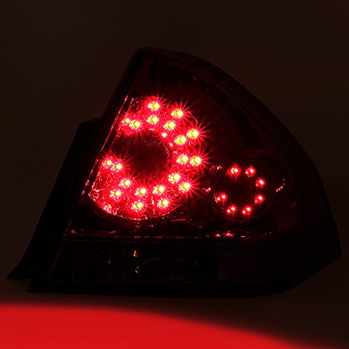 AKKON Smoke LED Tail Lights for 2006-2013 Chevy Impala Sedan - Brake Lamp Replacement Pair (Left + Right) - Upgrade Your Car's Style & Nighttime Visibility